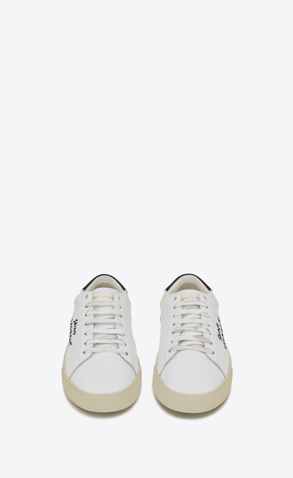 YSL Court Classic Sl/06 Embroidered Sneakers In Leather Optic White | NQWES1520