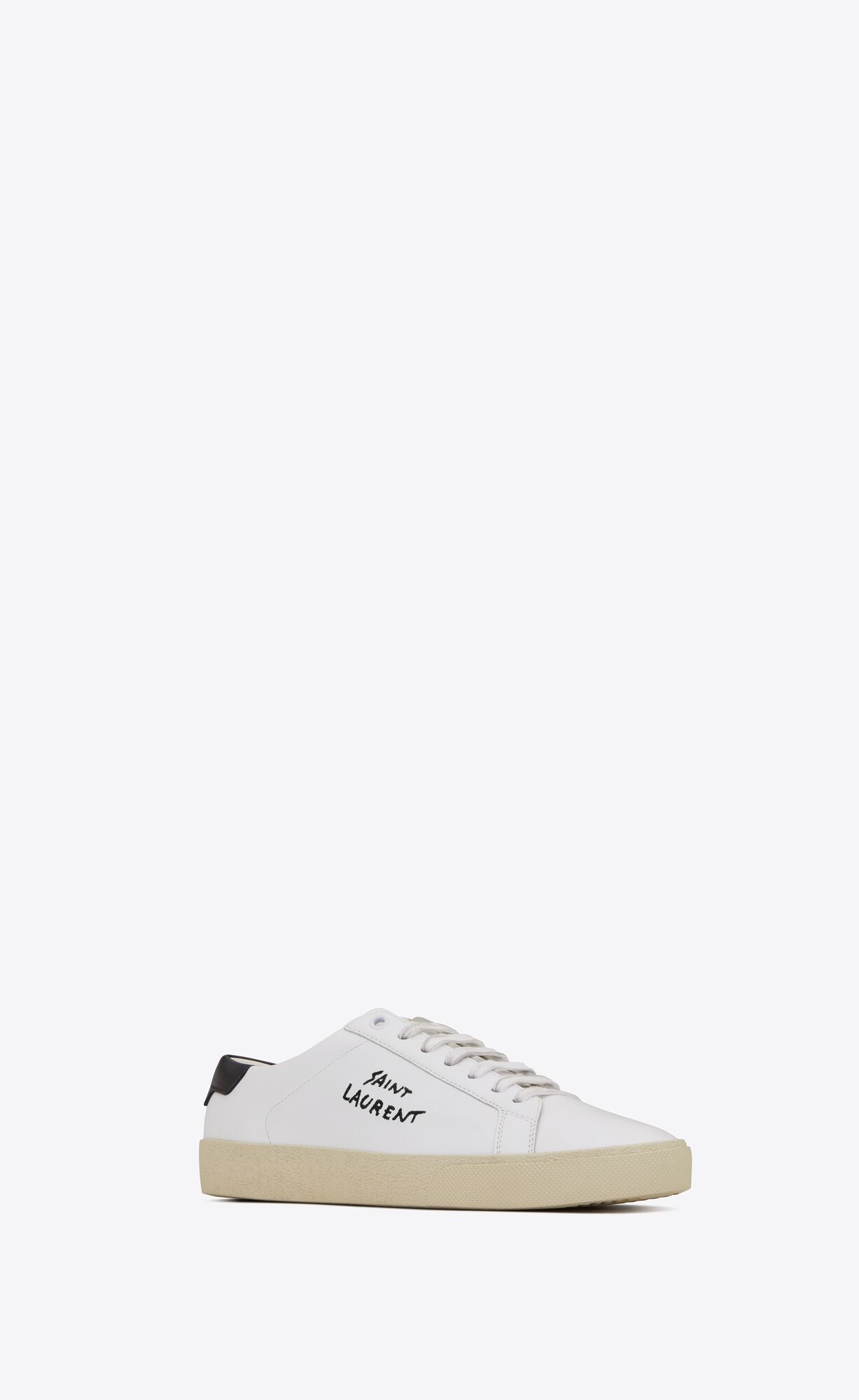 YSL Court Classic Sl/06 Embroidered Sneakers In Leather Optic White | NQWES1520