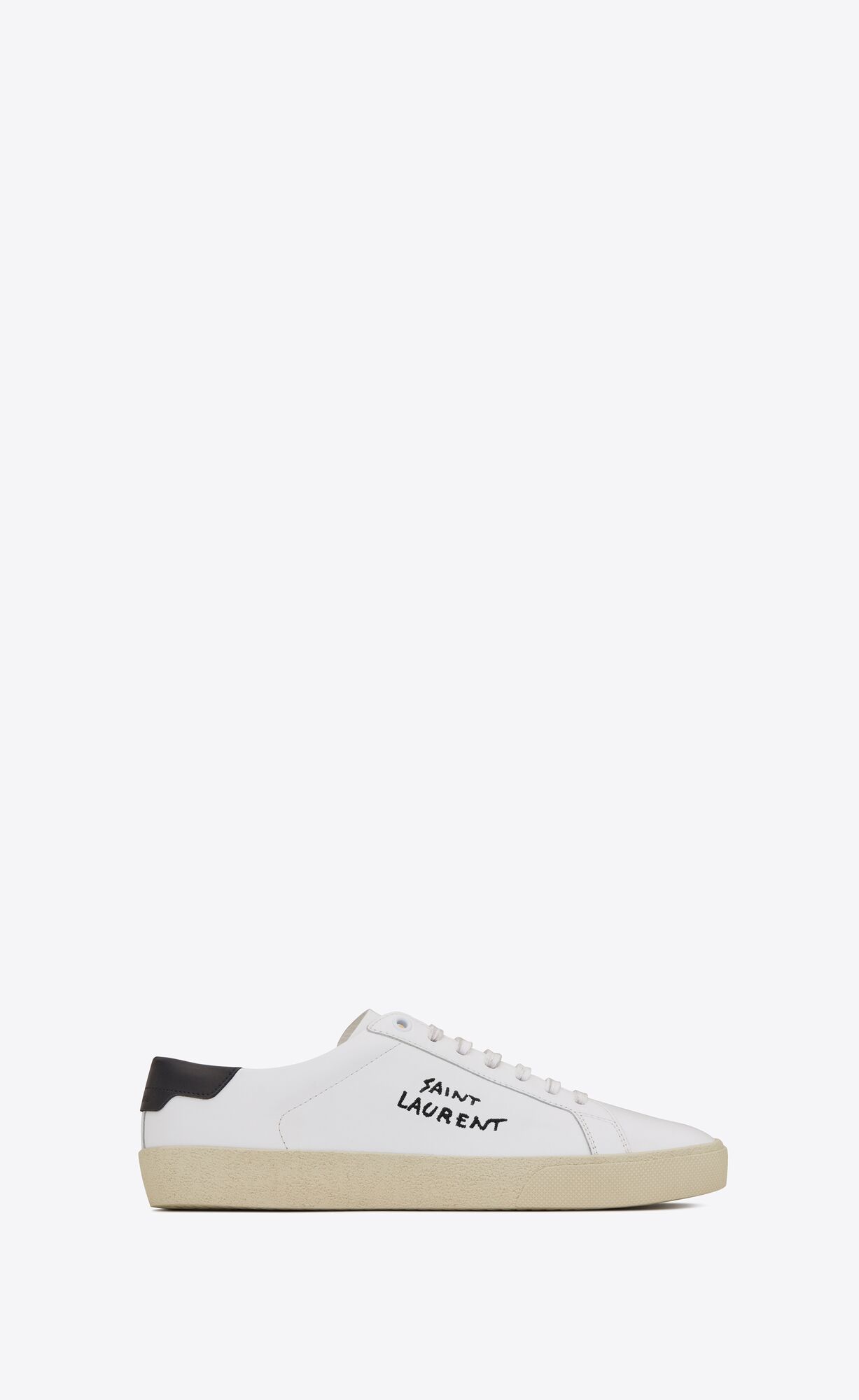 YSL Court Classic Sl/06 Embroidered Sneakers In Leather Optic White | NQWES1520