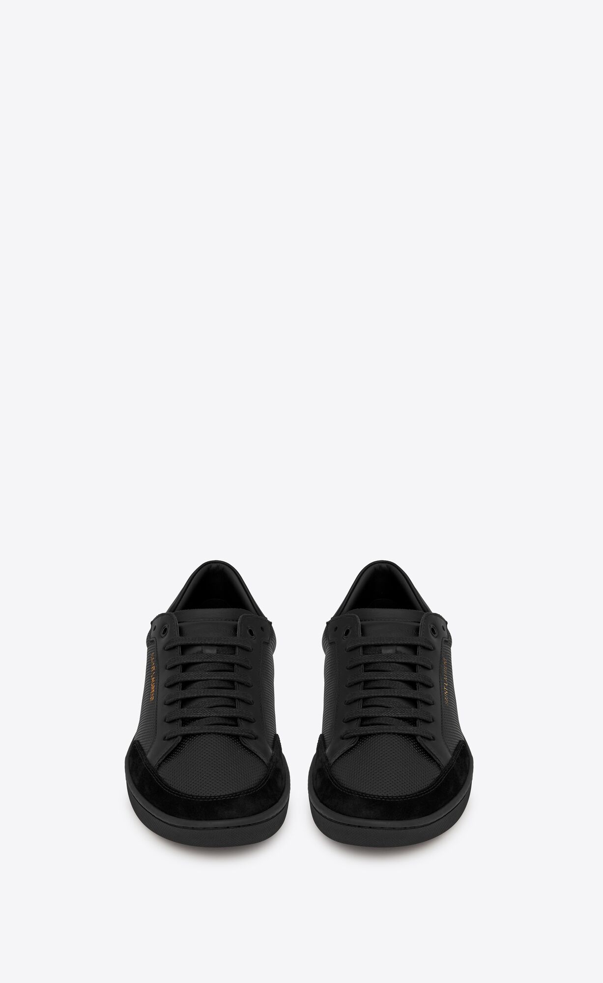 YSL Court Classic Sl/10 Sneakers In Perforated Leather And Suede Black | PYJCA7501