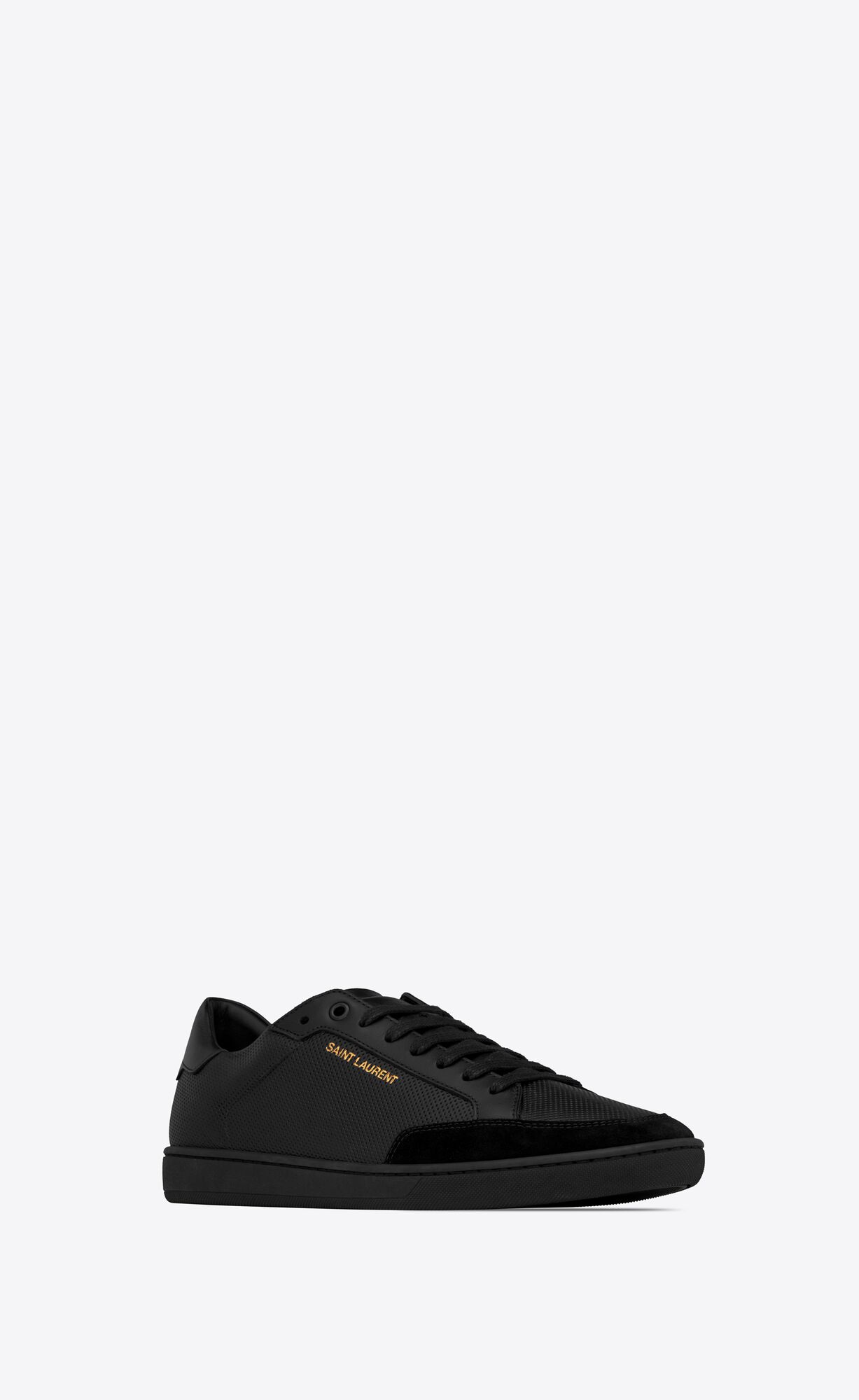 YSL Court Classic Sl/10 Sneakers In Perforated Leather And Suede Black | PYJCA7501