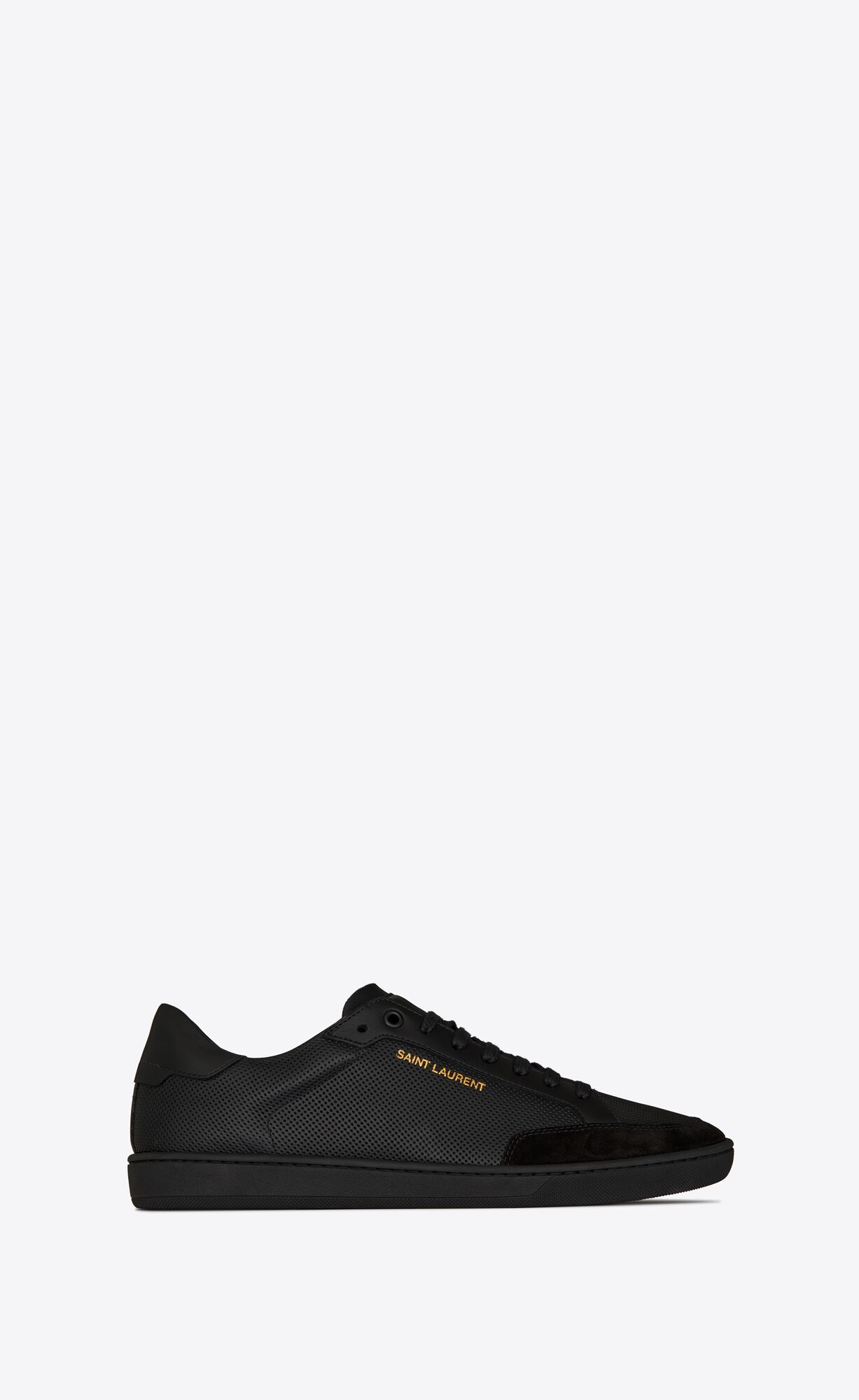 YSL Court Classic Sl/10 Sneakers In Perforated Leather And Suede Black | PYJCA7501