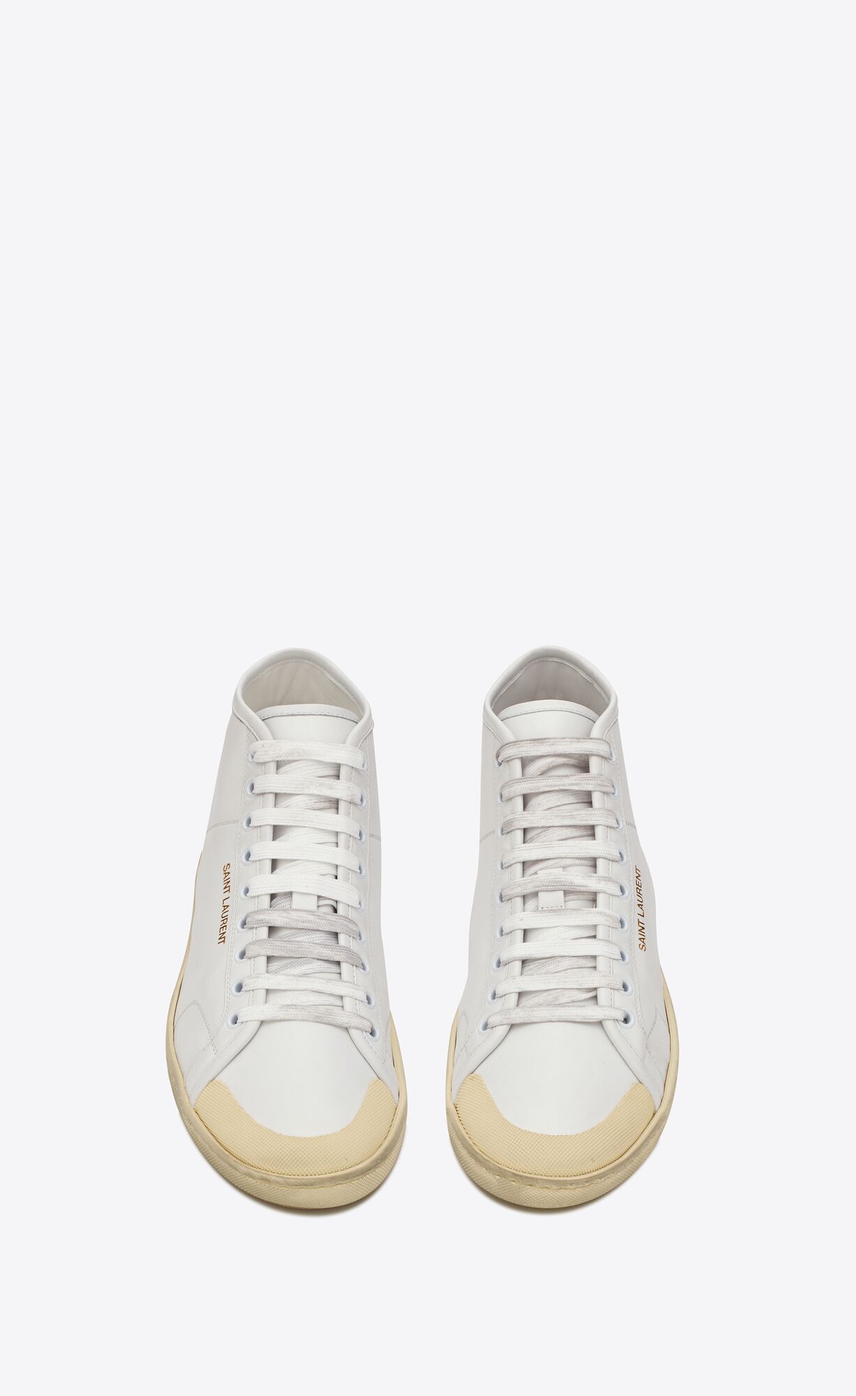 YSL Court Classic Sl/39 Mid-top Sneakers In Grained Leather Ivory | KCNJG8190