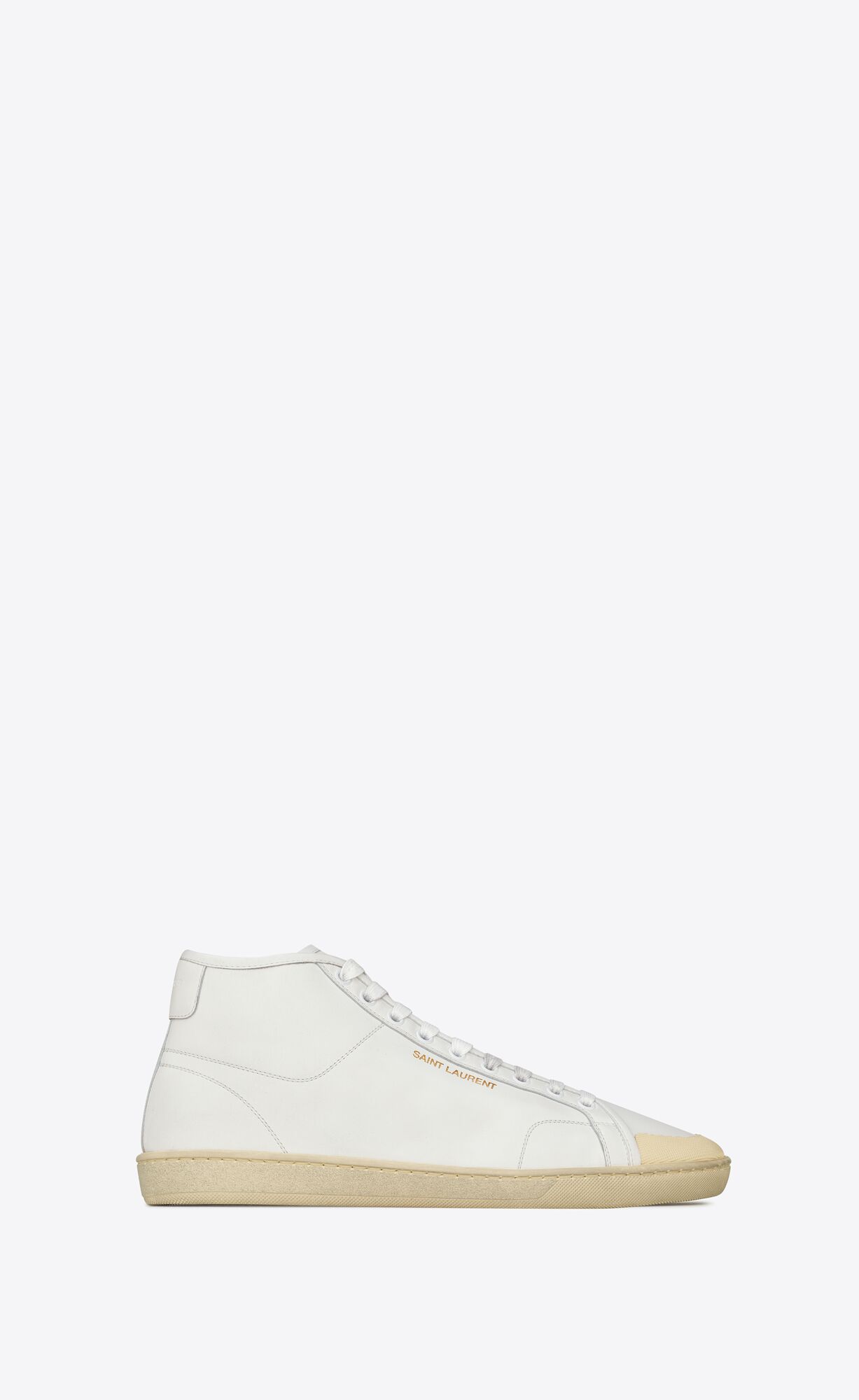 YSL Court Classic Sl/39 Mid-top Sneakers In Grained Leather Ivory | KCNJG8190