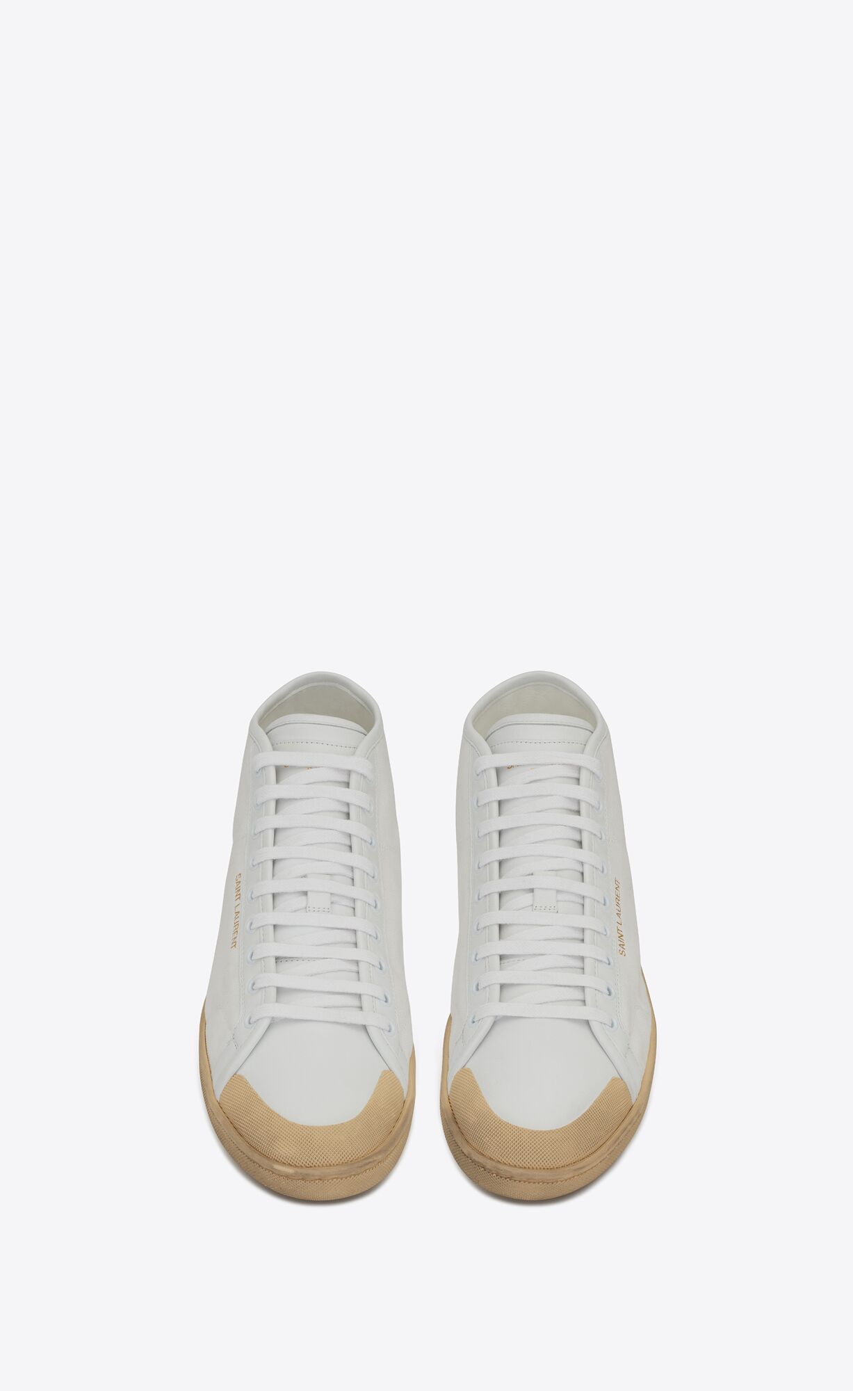 YSL Court Classic Sl/39 Mid-top Sneakers In Canvas And Leather Off White | SZBIR2701