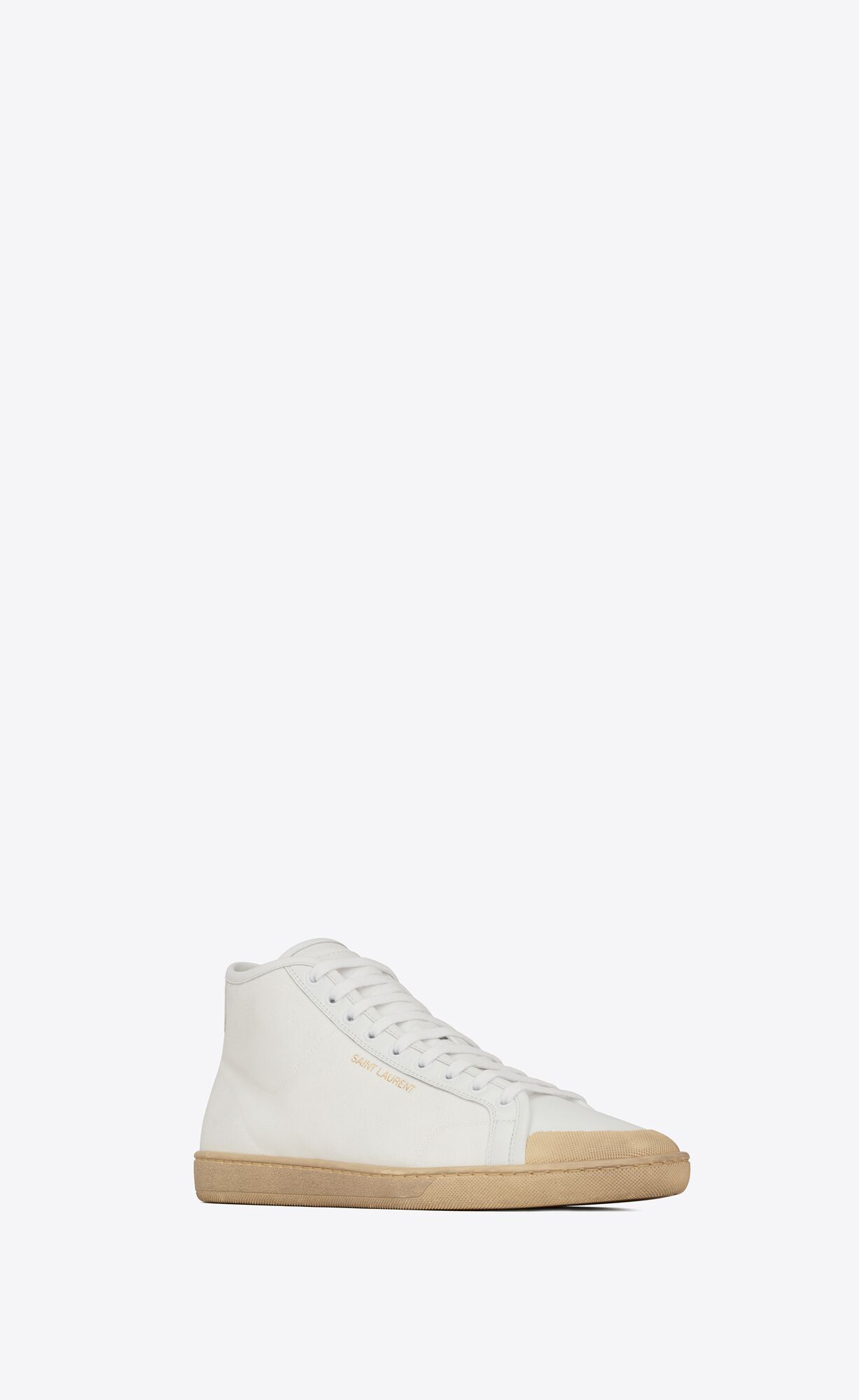 YSL Court Classic Sl/39 Mid-top Sneakers In Canvas And Leather Off White | SZBIR2701