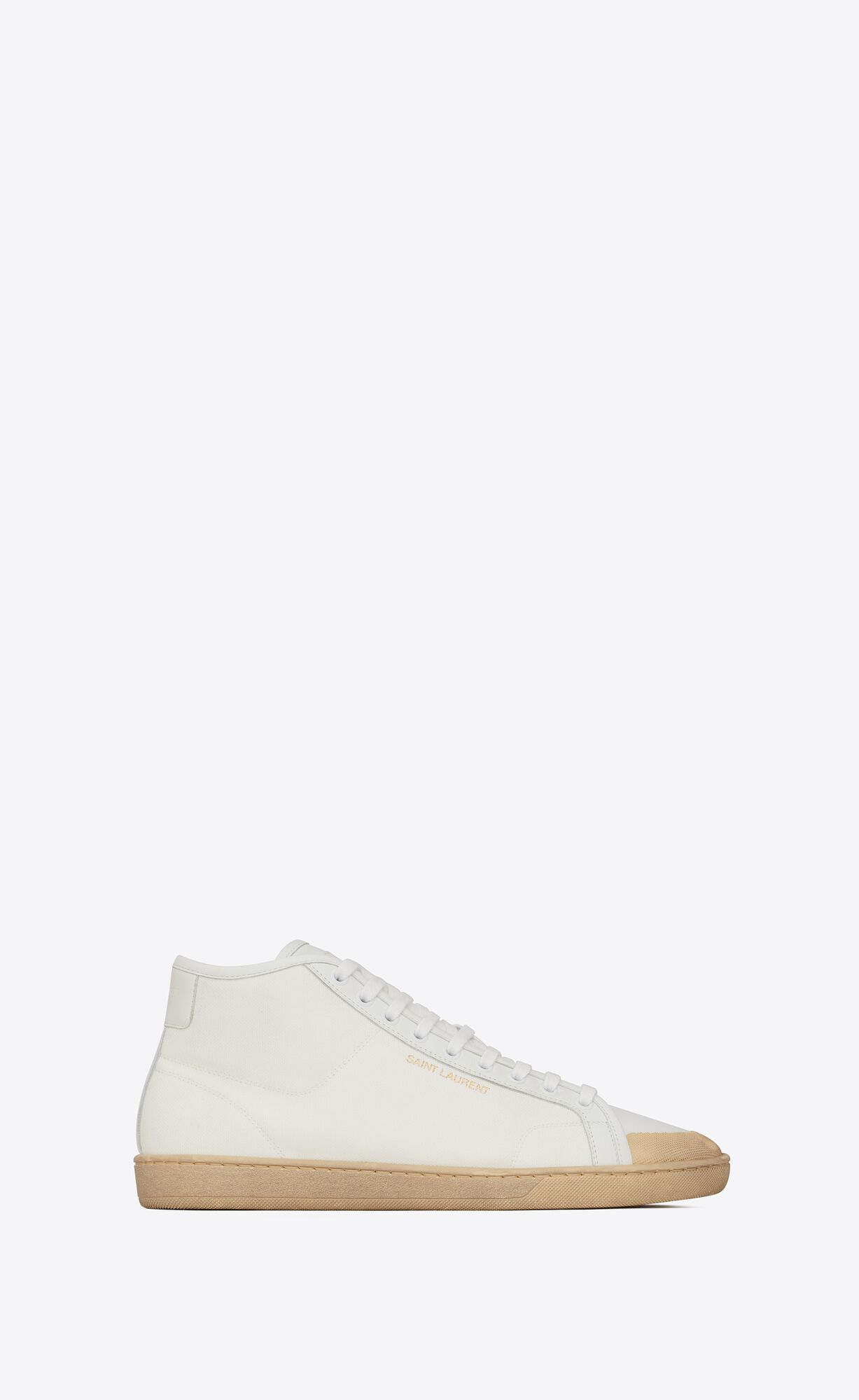 YSL Court Classic Sl/39 Mid-top Sneakers In Canvas And Leather Off White | SZBIR2701