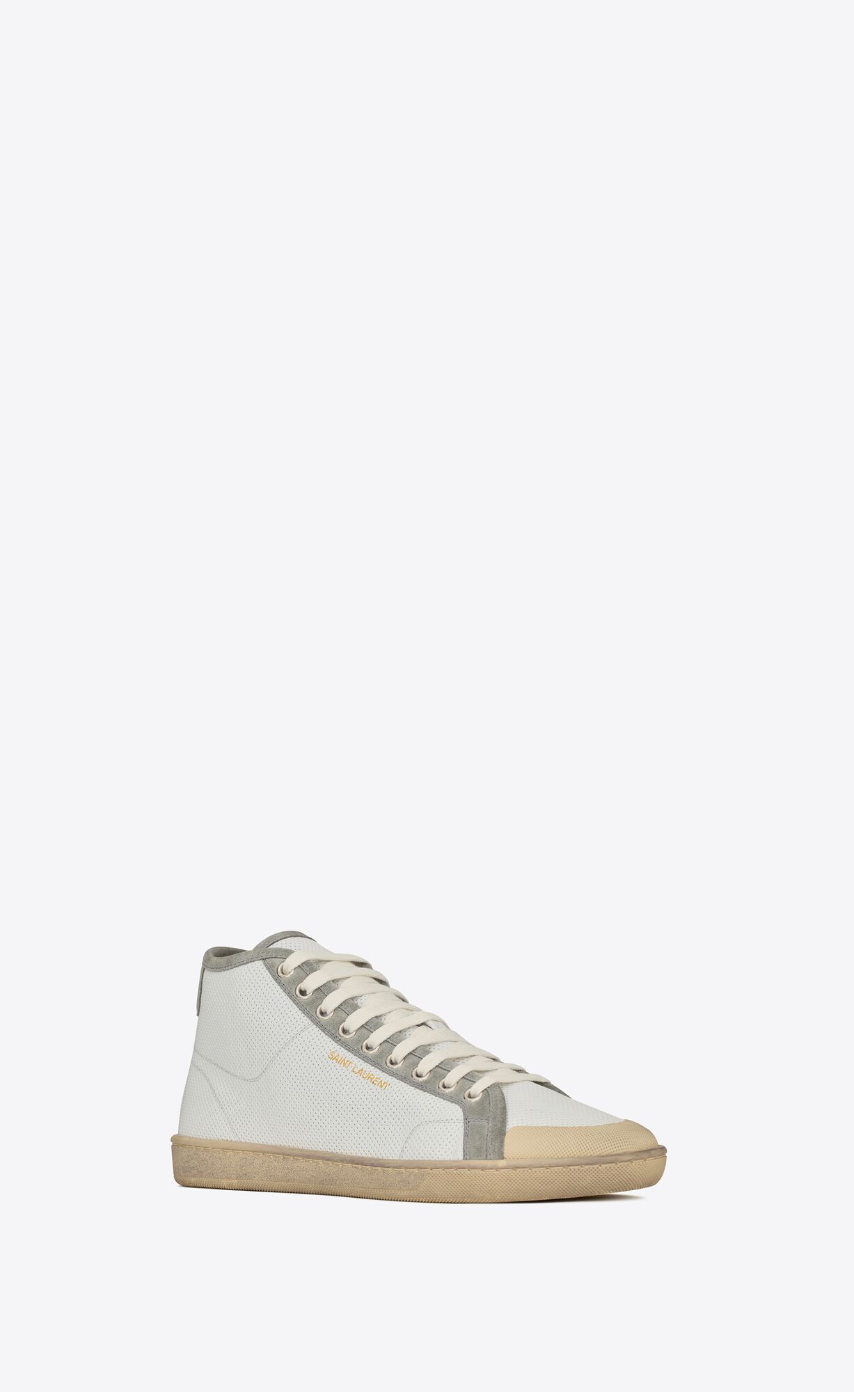 YSL Court Classic Sl/39 Sneakers In Leather And Suede Blanc Optique And Paris Roof | JYTKL1095