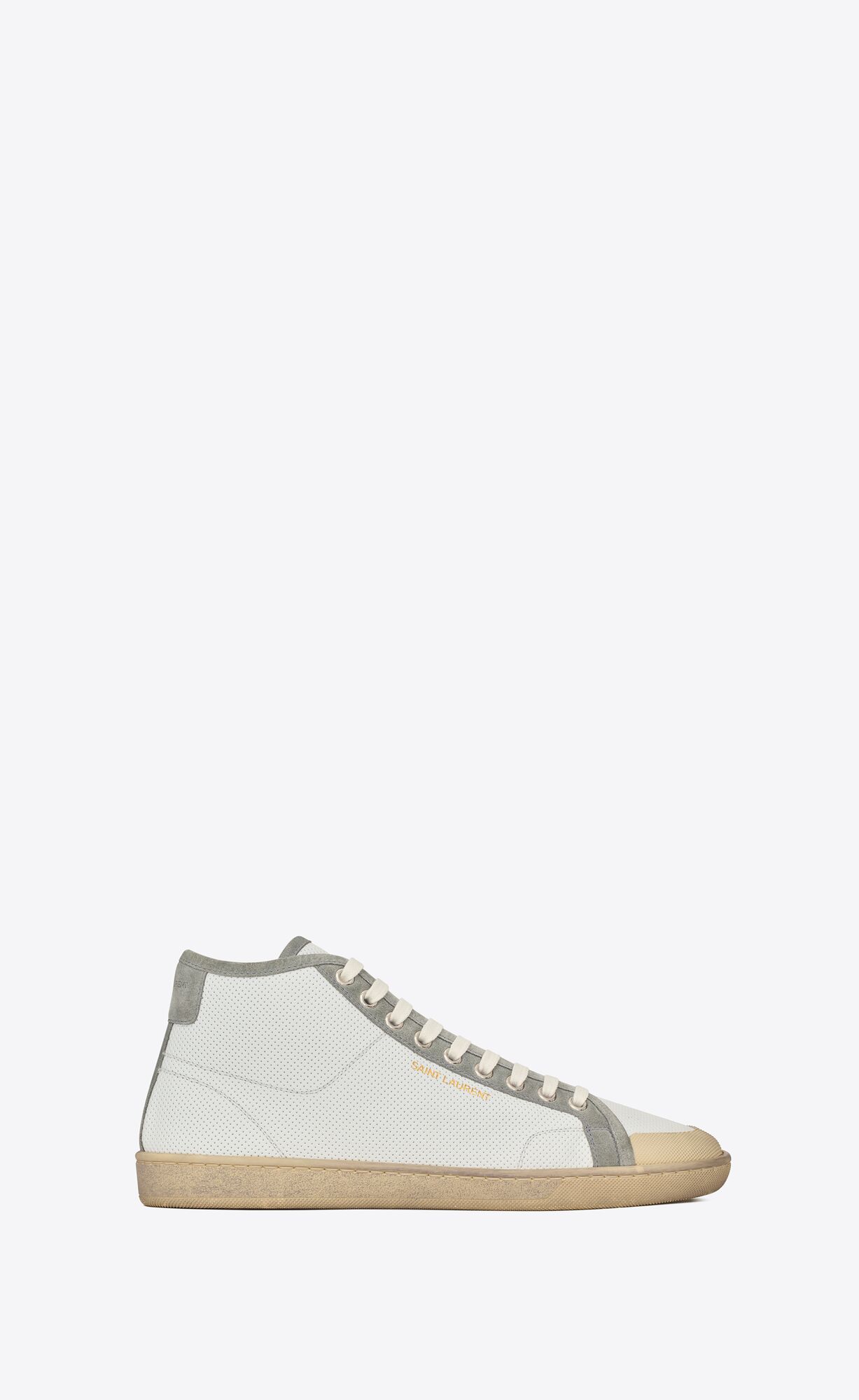 YSL Court Classic Sl/39 Sneakers In Leather And Suede Blanc Optique And Paris Roof | JYTKL1095