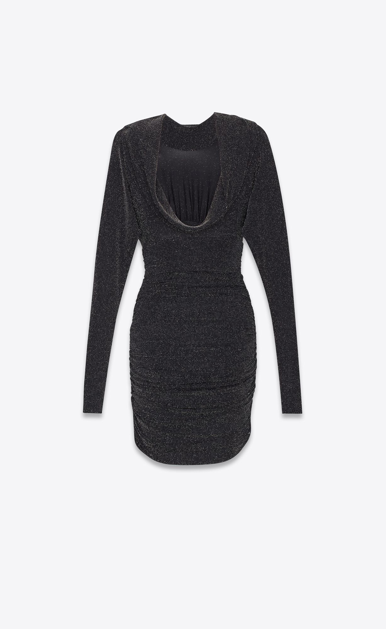 YSL Cowl Back Dress In Lurex Jersey Black And Silver | VWKSZ0526