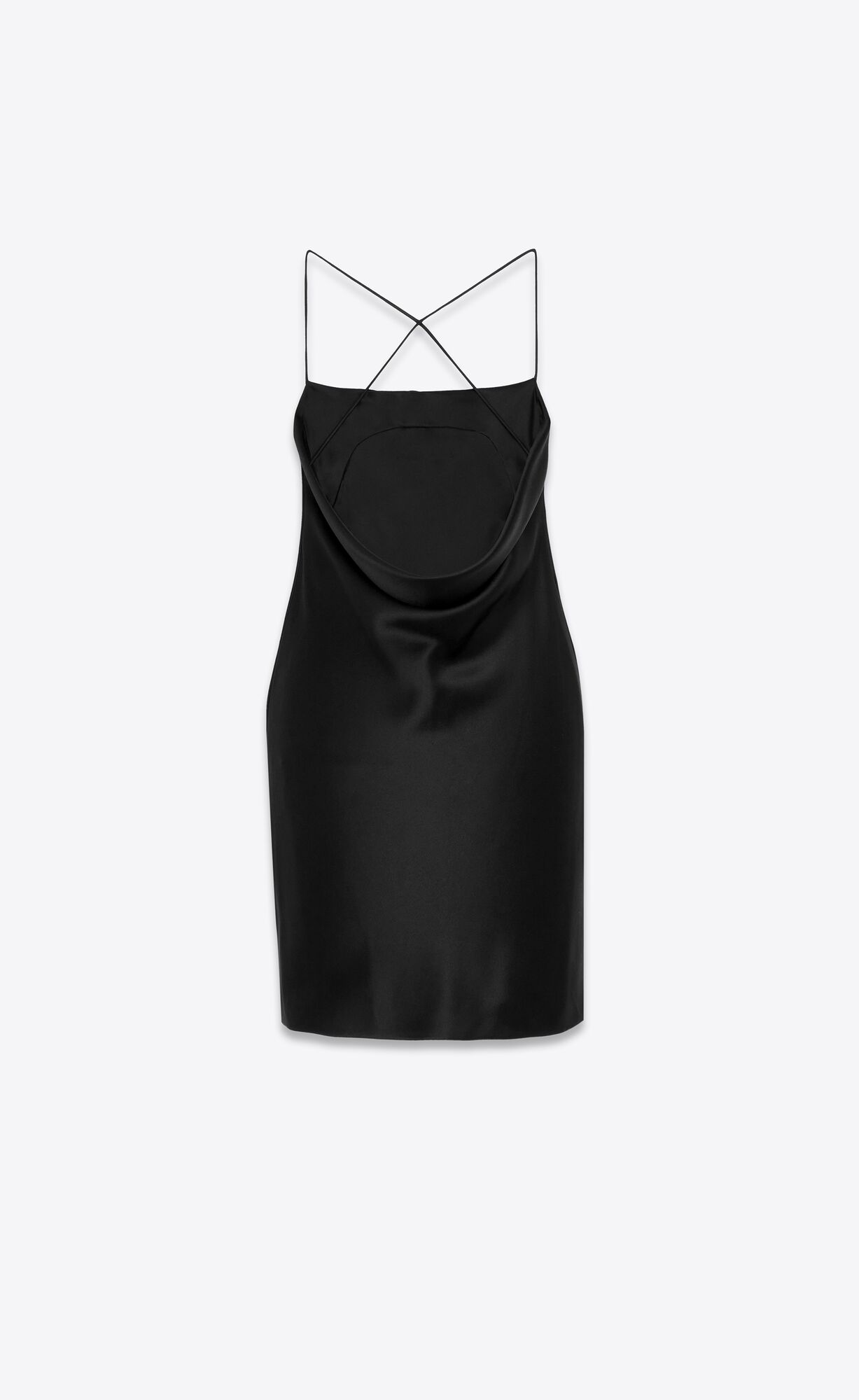 YSL Cowl Back Dress In Silk Satin Black | JLVOY5476