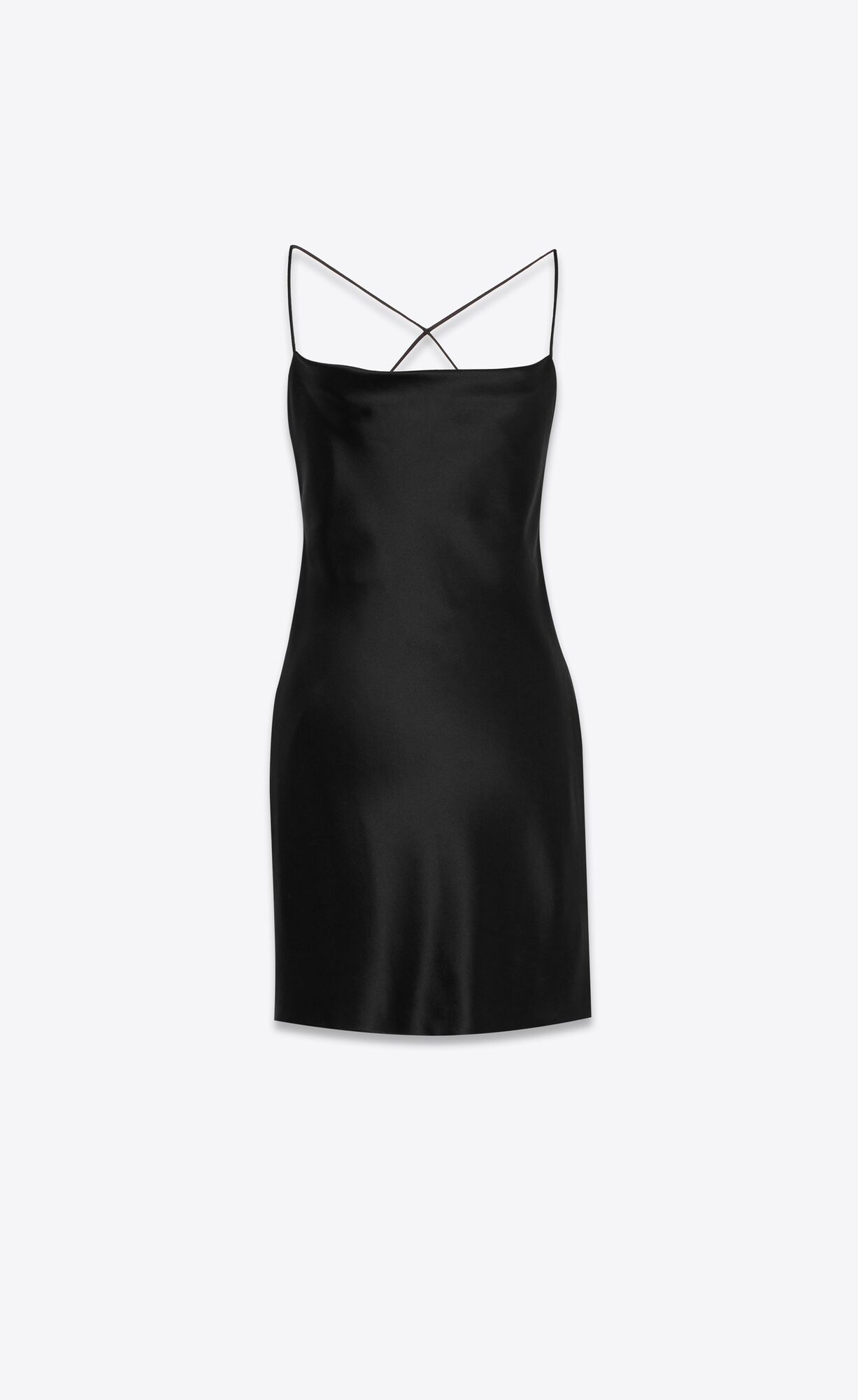 YSL Cowl Back Dress In Silk Satin Black | JLVOY5476