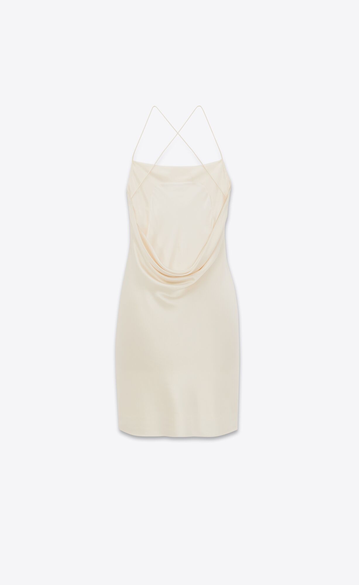 YSL Cowl Back Dress In Silk Satin Craie | YPOVA0468