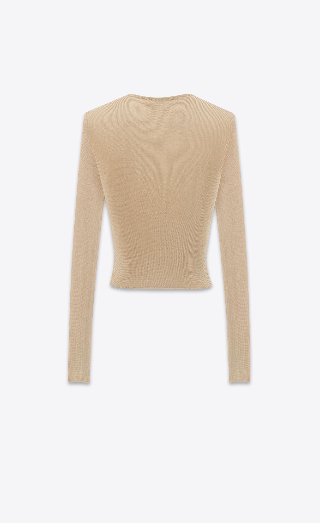 YSL Cropped Top In Ribbed Knit Beige | MABEL1608