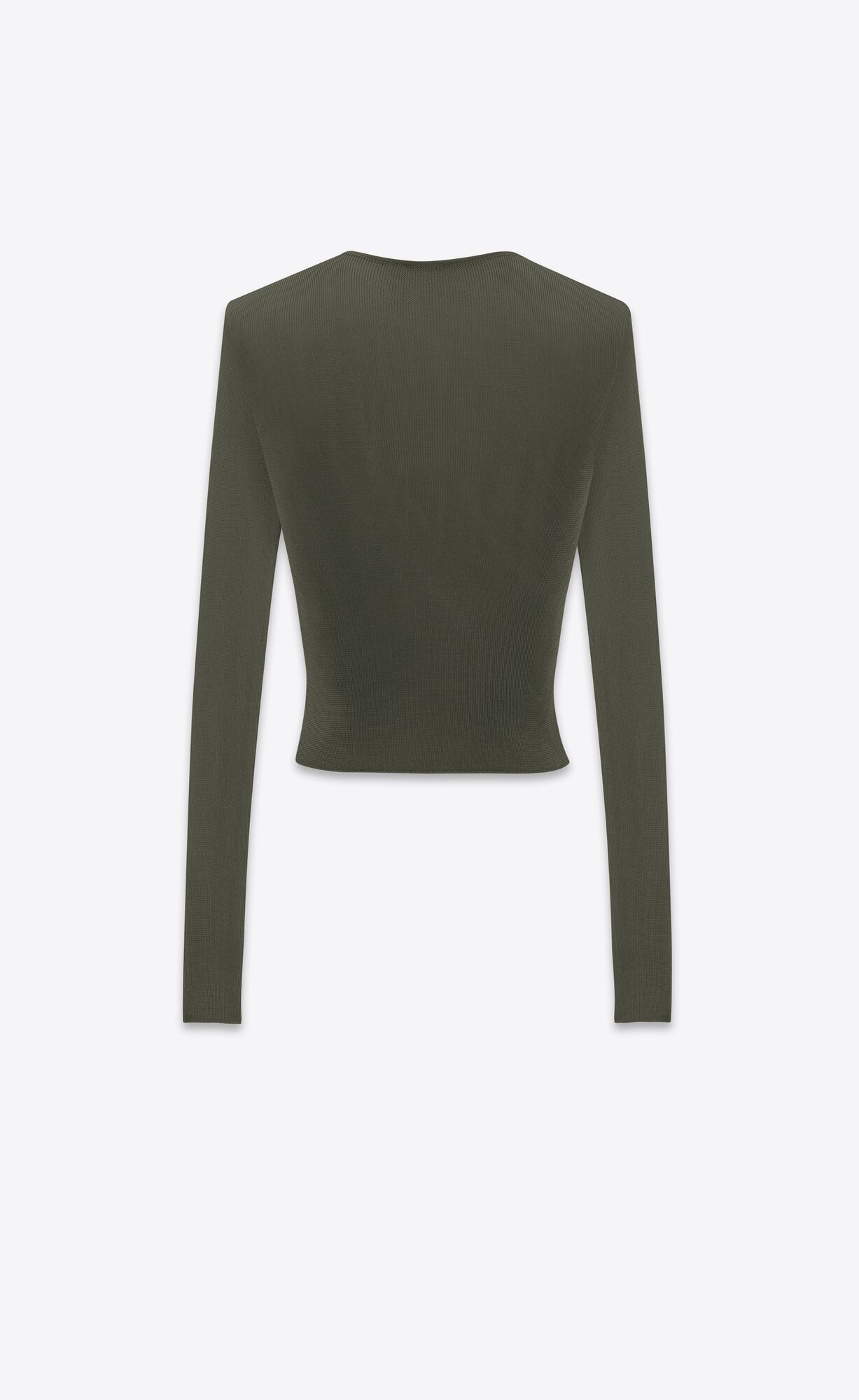 YSL Cropped Top In Ribbed Knit Kaki Militaire | NEFBZ1047