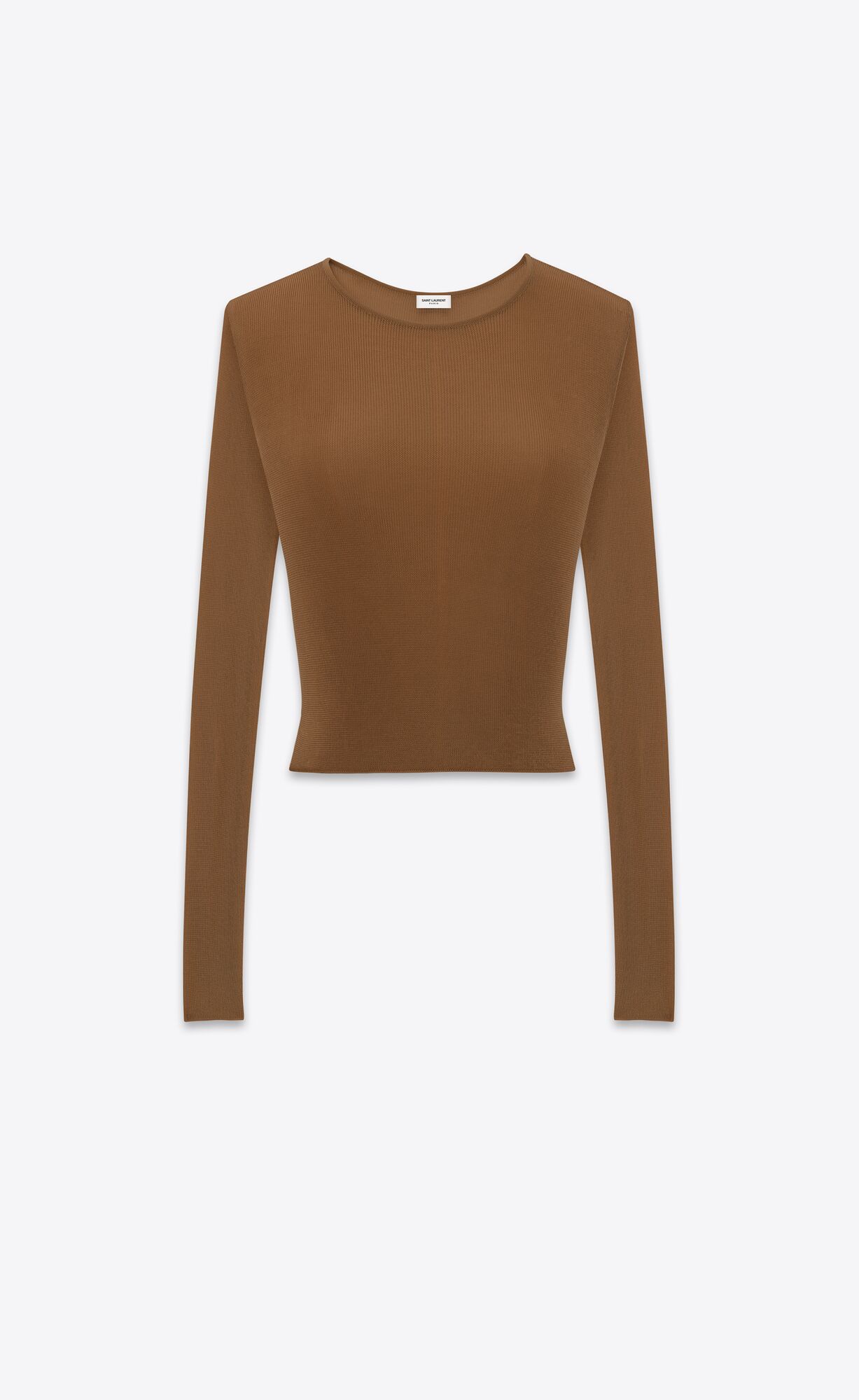 YSL Cropped Top In Ribbed Knit Noisette | UGBYZ2703