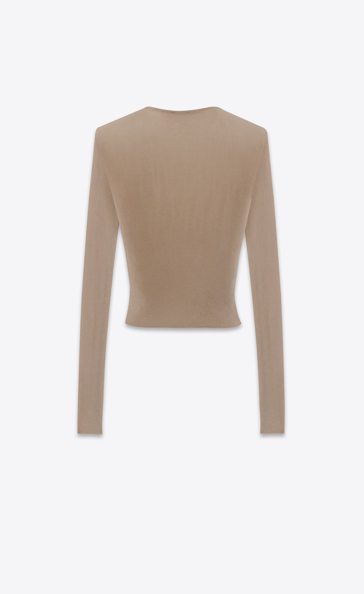 YSL Cropped Top In Ribbed Knit Taupe | TSXZV6752