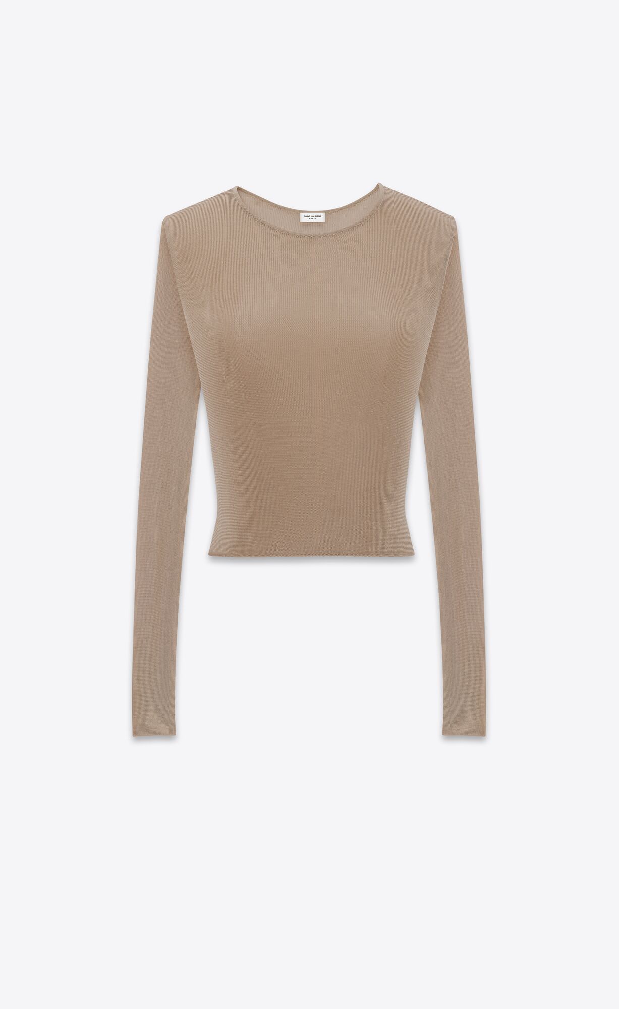 YSL Cropped Top In Ribbed Knit Taupe | TSXZV6752