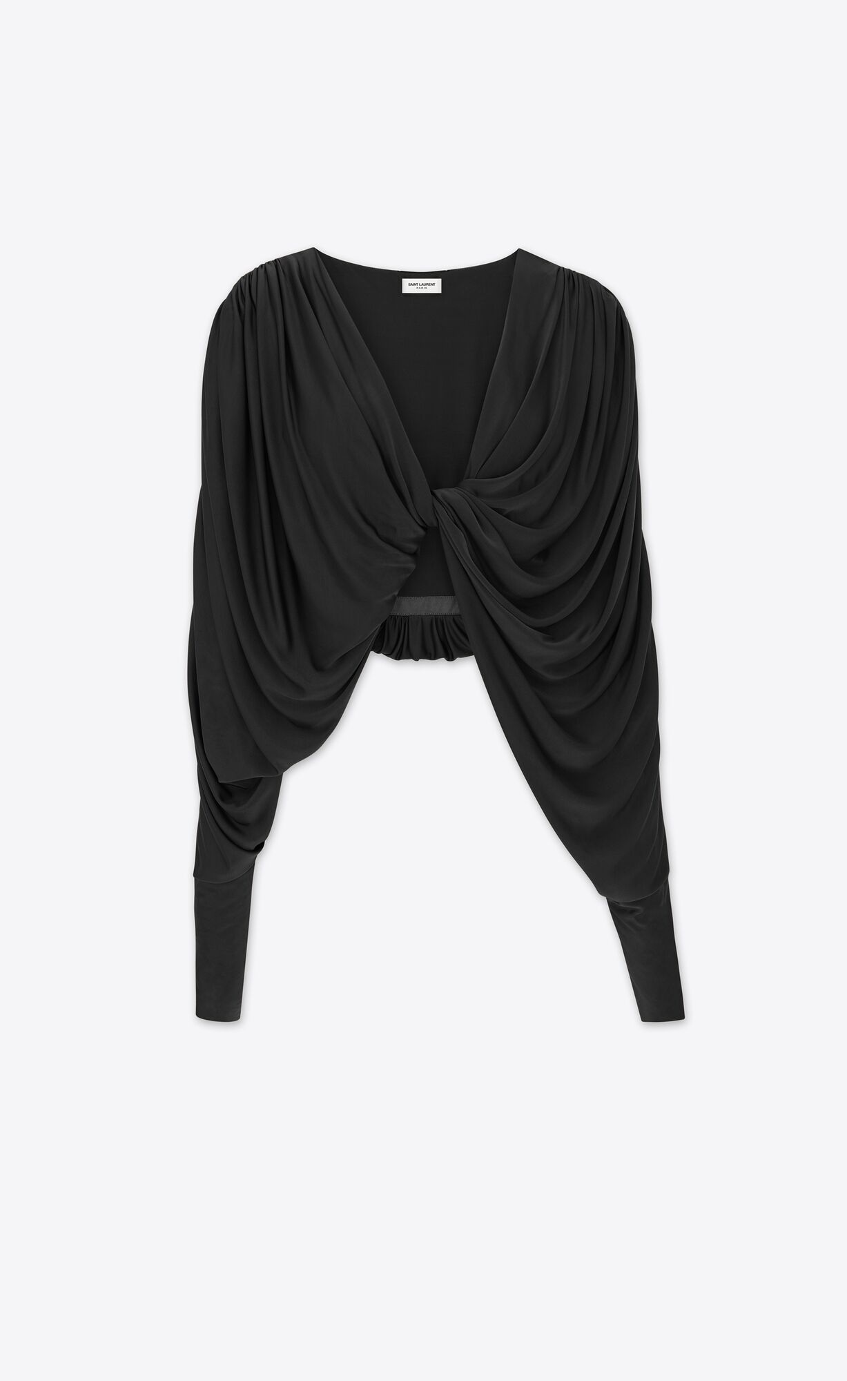 YSL Cropped Top In Shiny Jersey Black | PHOLR4791