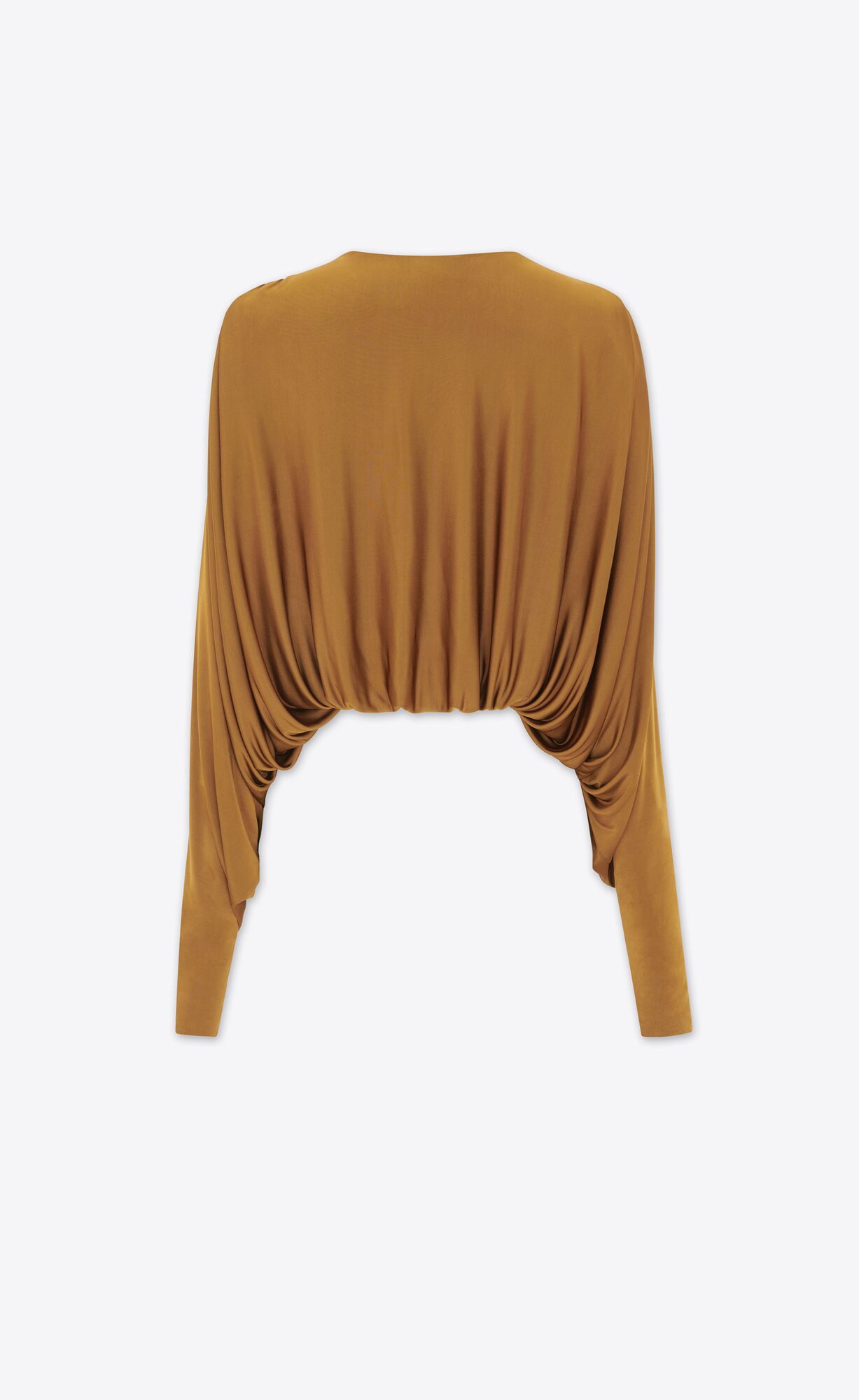 YSL Cropped Top In Shiny Jersey Camel | TYGBZ7152