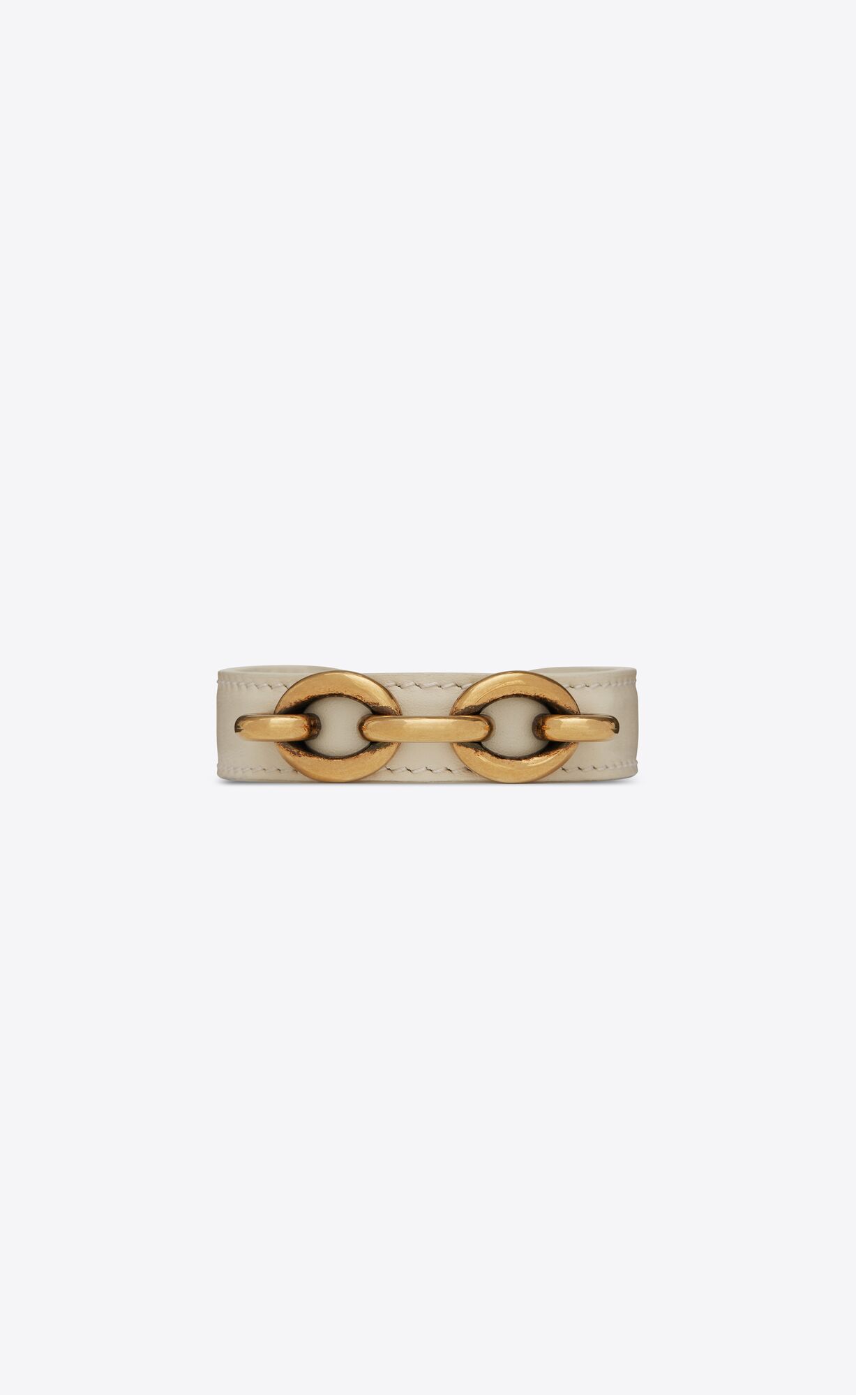 YSL Cuff Bracelet In Smooth Leather And Metal Crema Soft & Light Bronze | EBDPT5987