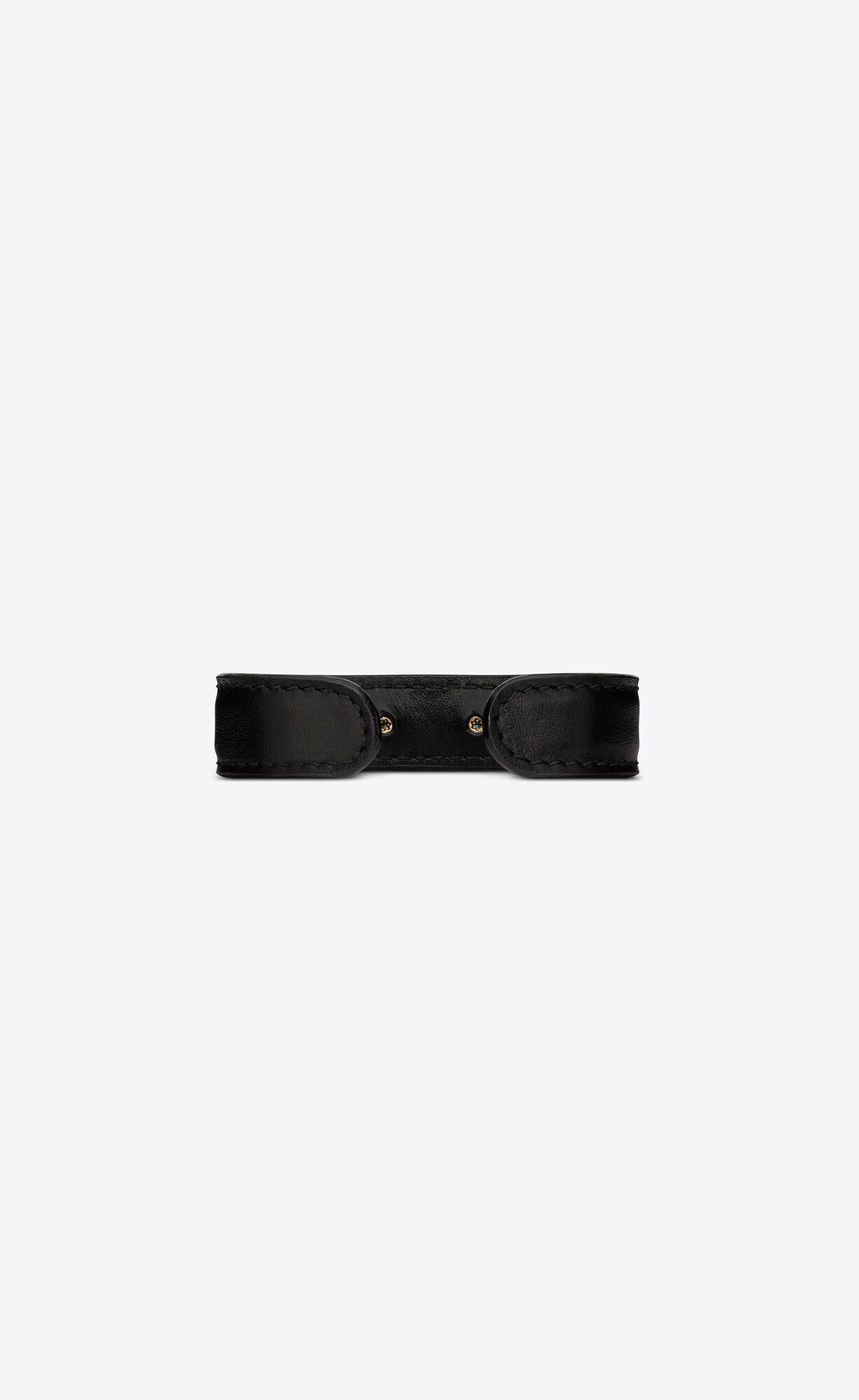 YSL Cuff Bracelet In Smooth Leather And Metal Black & Light Bronze | LGHVB6439