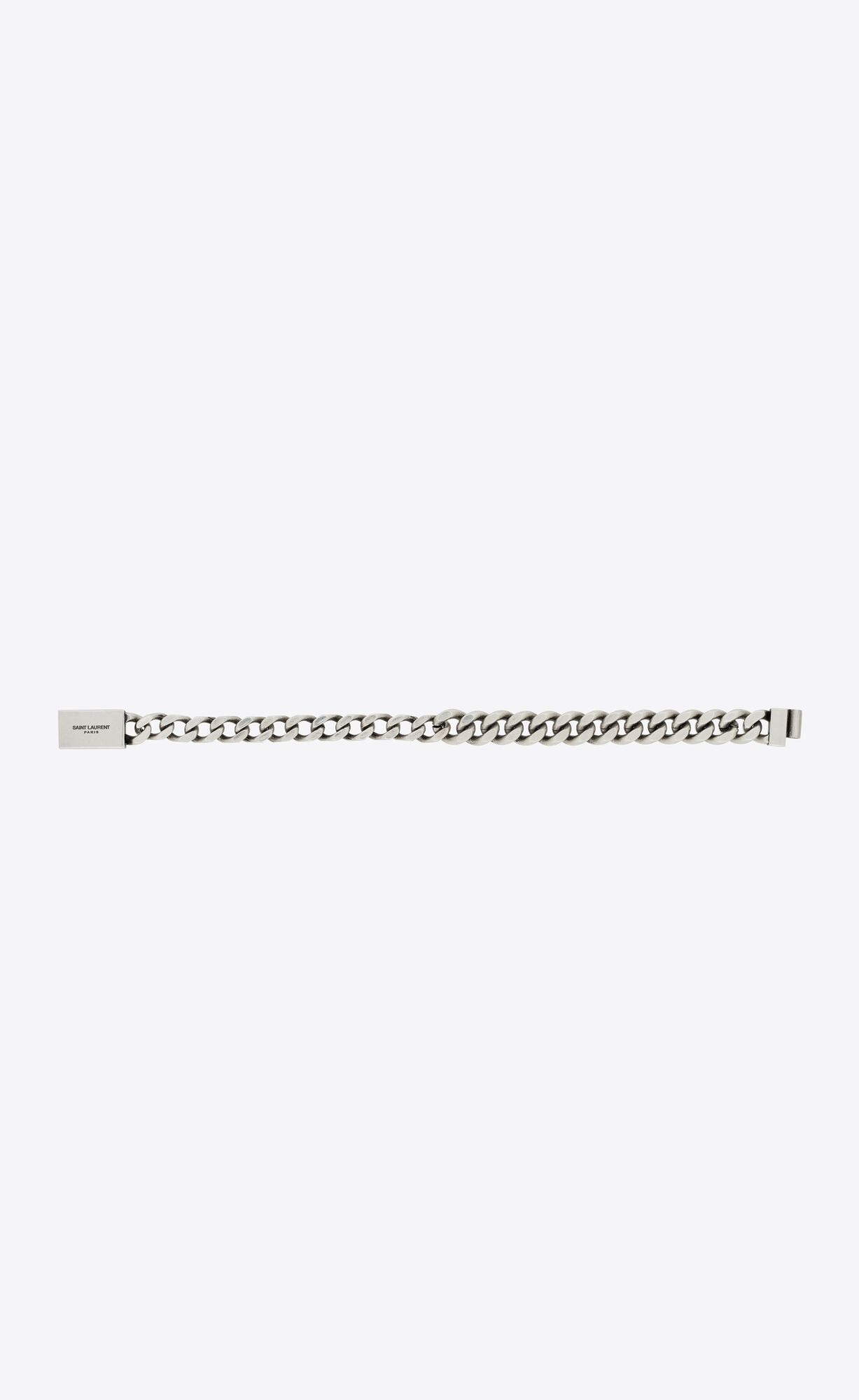 YSL Curb Chain Bracelet In Metal Oxidized Silver | QKURF7136