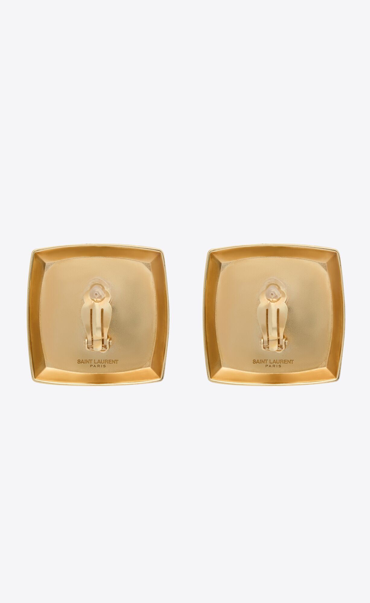 YSL Curvy Square Earrings In Metal Gold | OTSVZ5931