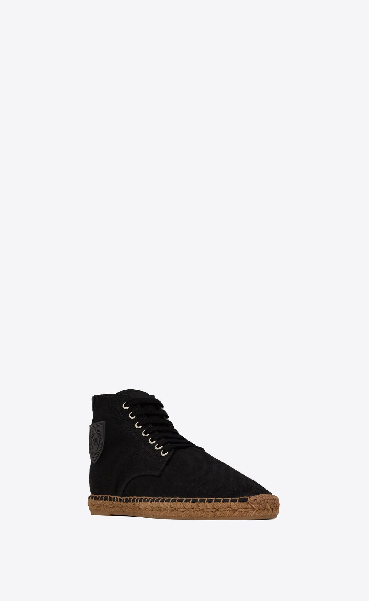 YSL Damon High-top Espadrilles In Canvas Black | YLXVU4367