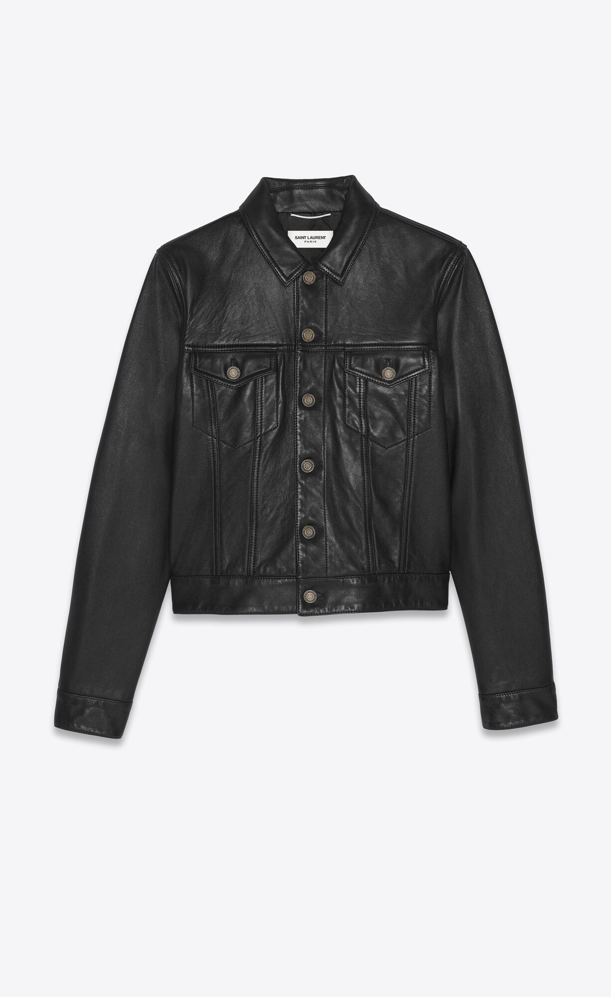 YSL Denim Jacket In Smooth Drummed Lambskin Black | WHXMR8203