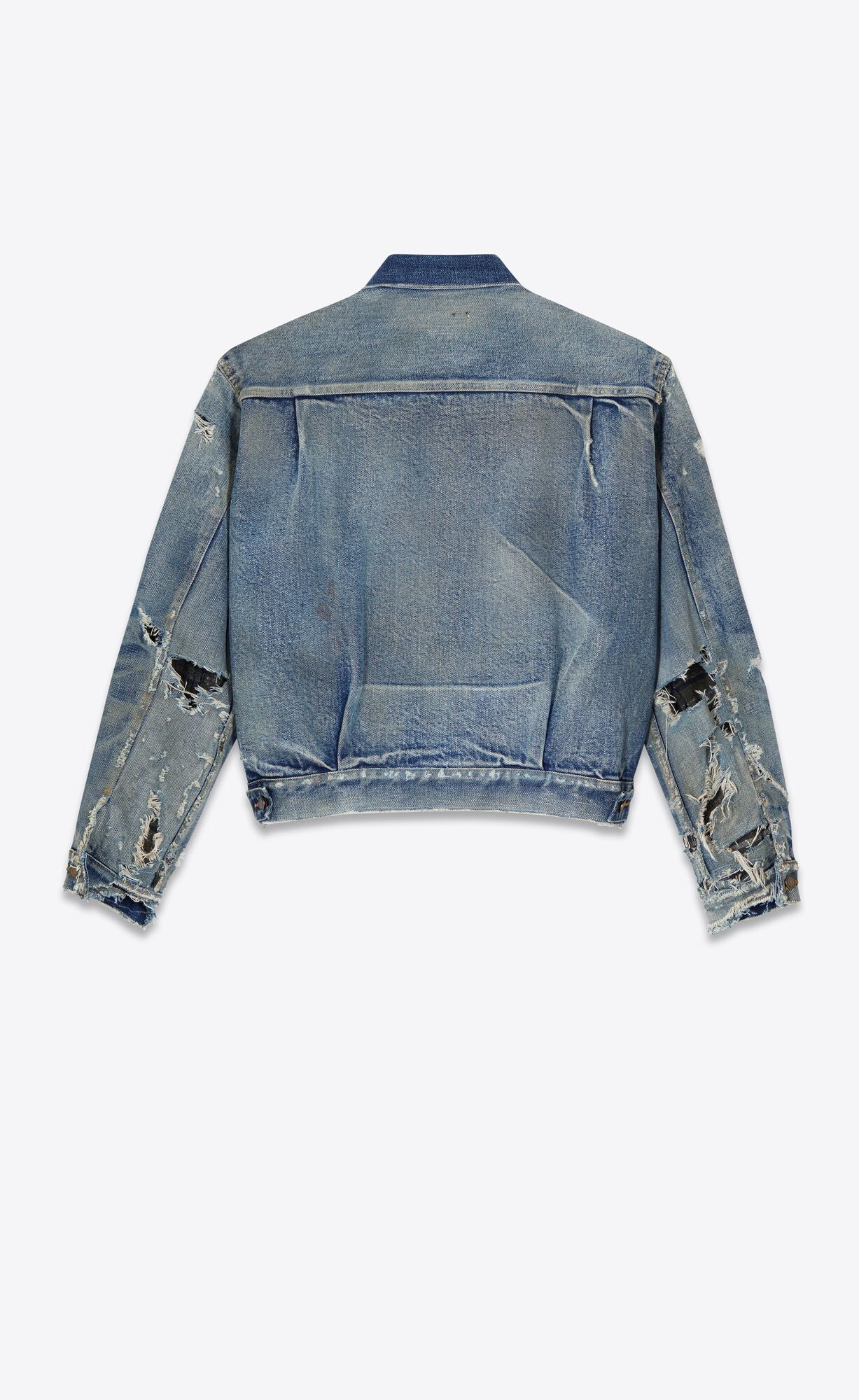 YSL Destroyed Jacket In '70s Blue Trash Denim 70'S Blue Trash | SGZQP7810