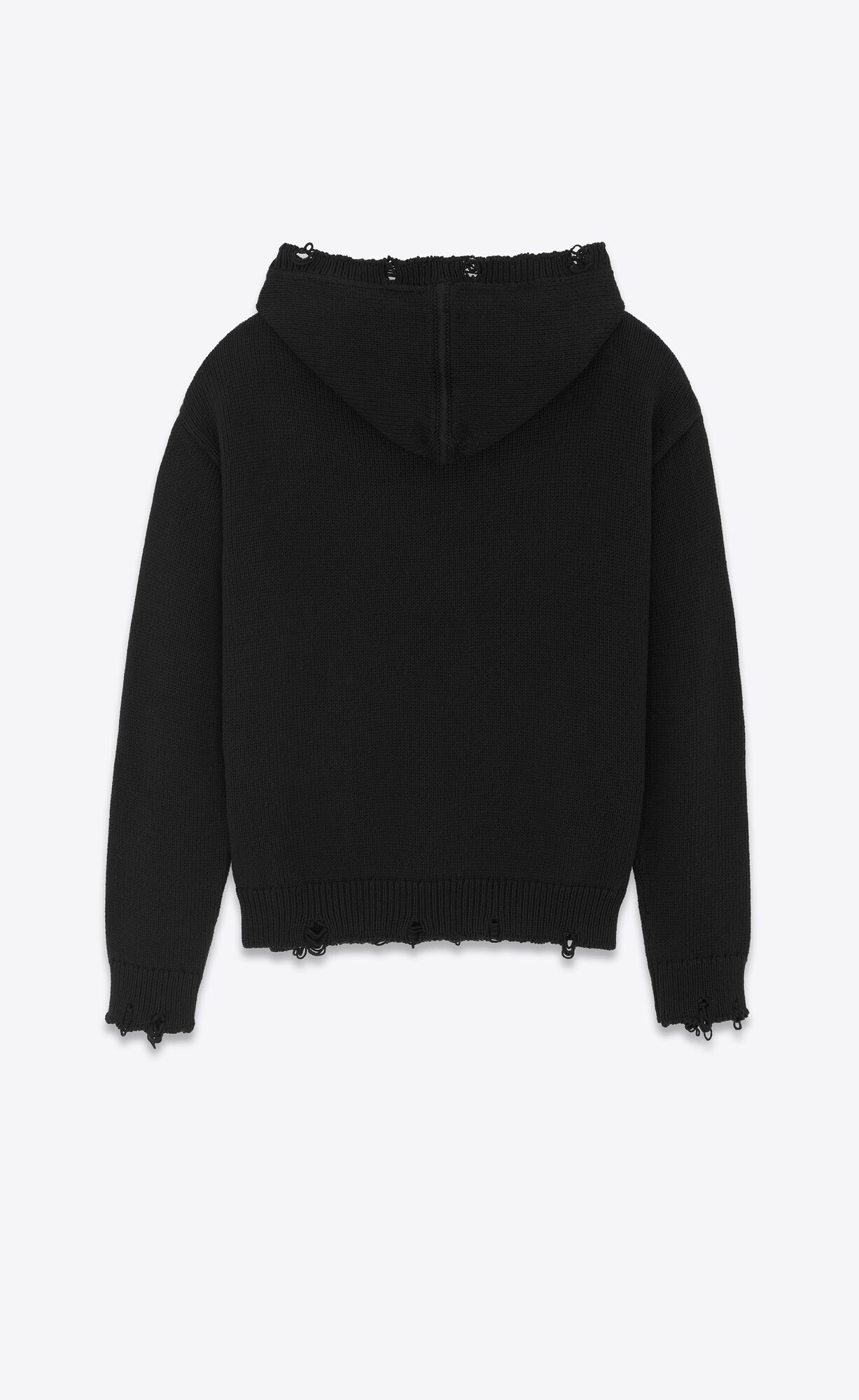 YSL Distressed Hoodie In Cotton Noir | BFGXJ5426