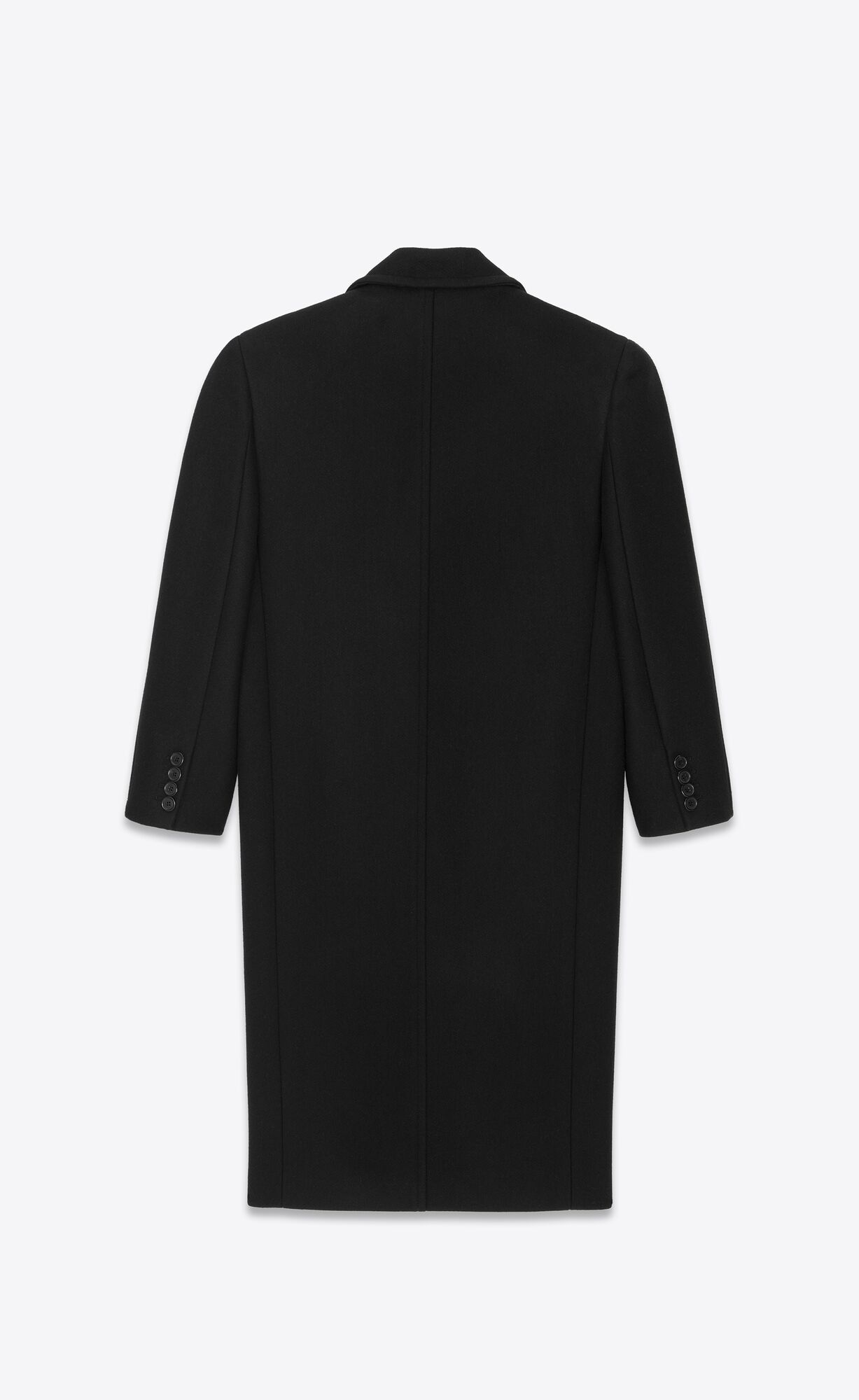 YSL Double-breasted Coat In Cashmere Noir | ZKTFG7320