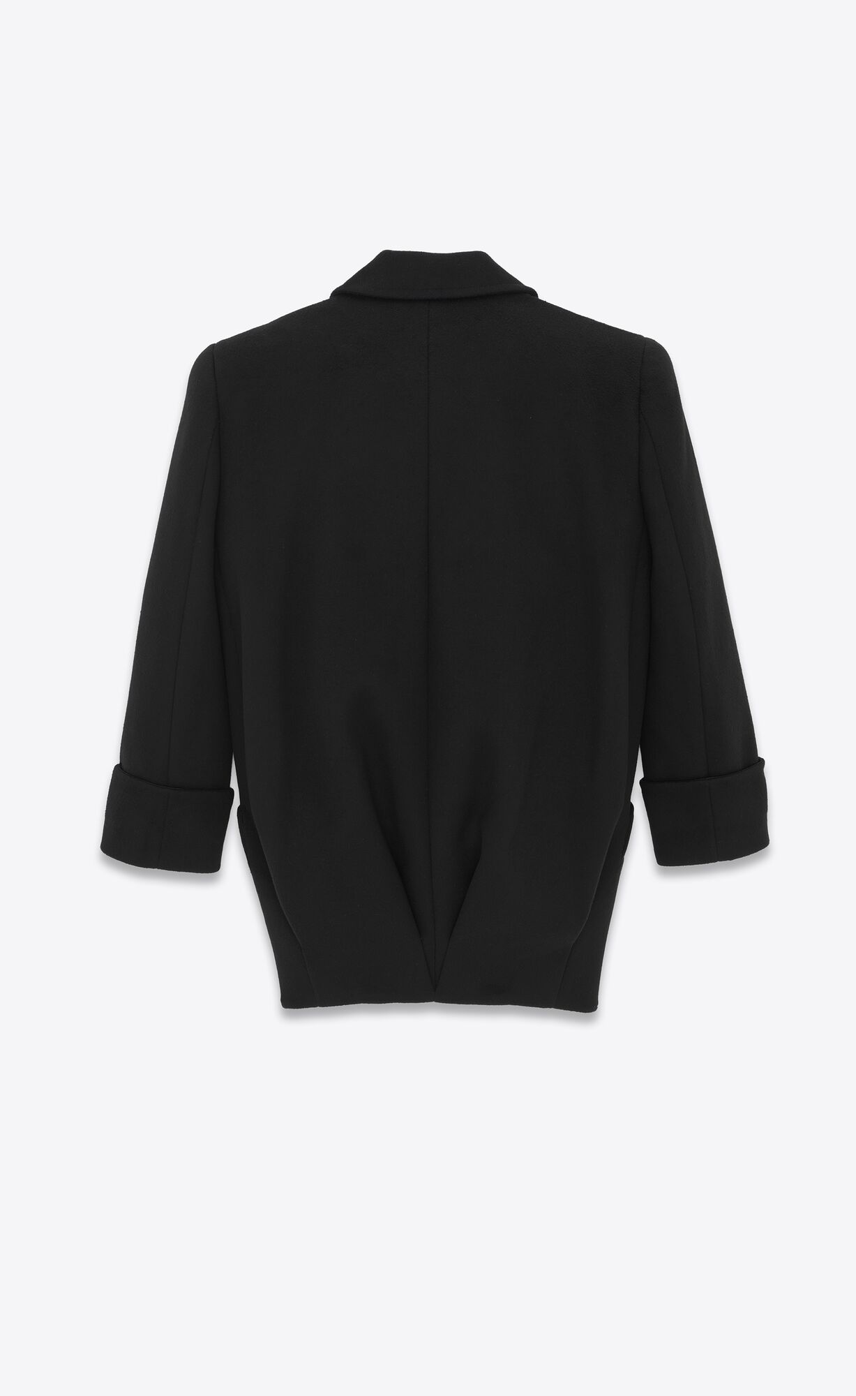 YSL Double-breasted Coat In Wool Black | LCZMH0215