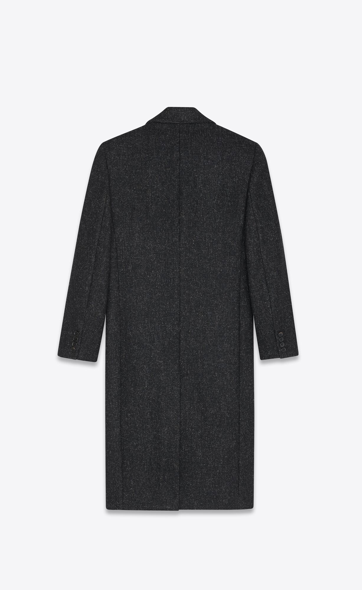 YSL Double-breasted Coat In Wool Noir Gris | ERXZD0281