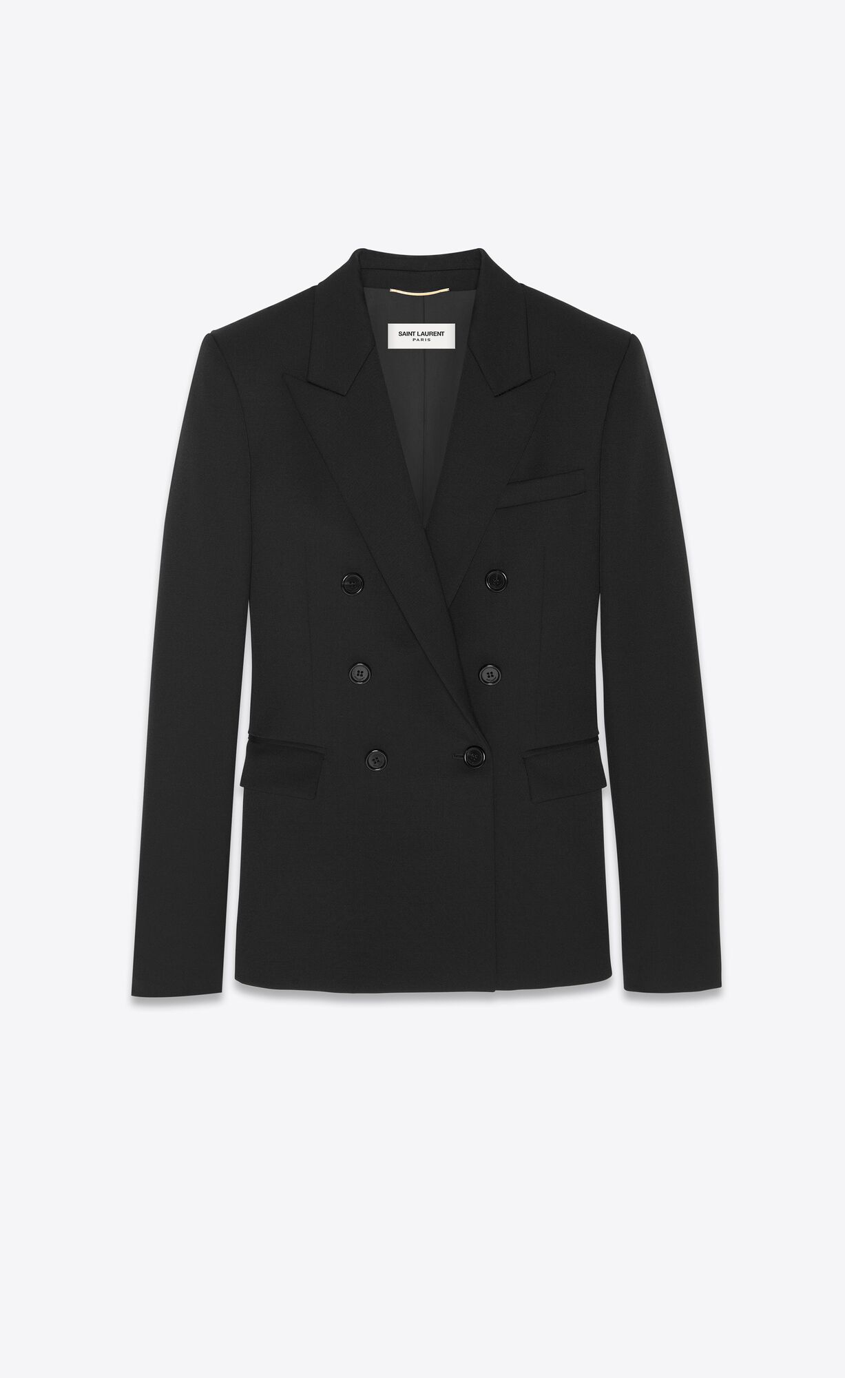 YSL Double-breasted Jacket In Grain De Poudre Noir | RECNZ1945