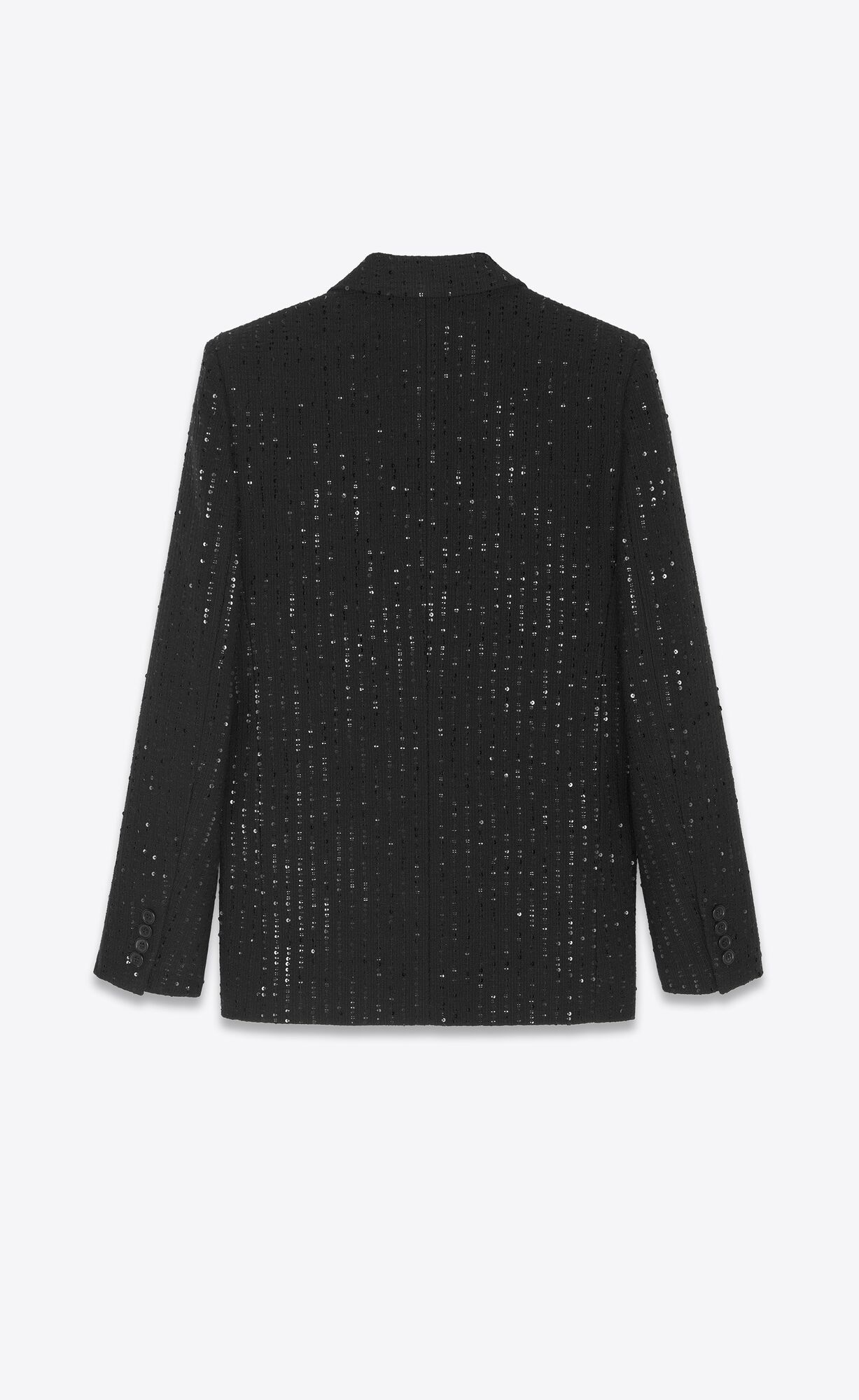 YSL Double-breasted Jacket In Sequined Tweed Noir Brilliant | IAKPV1946