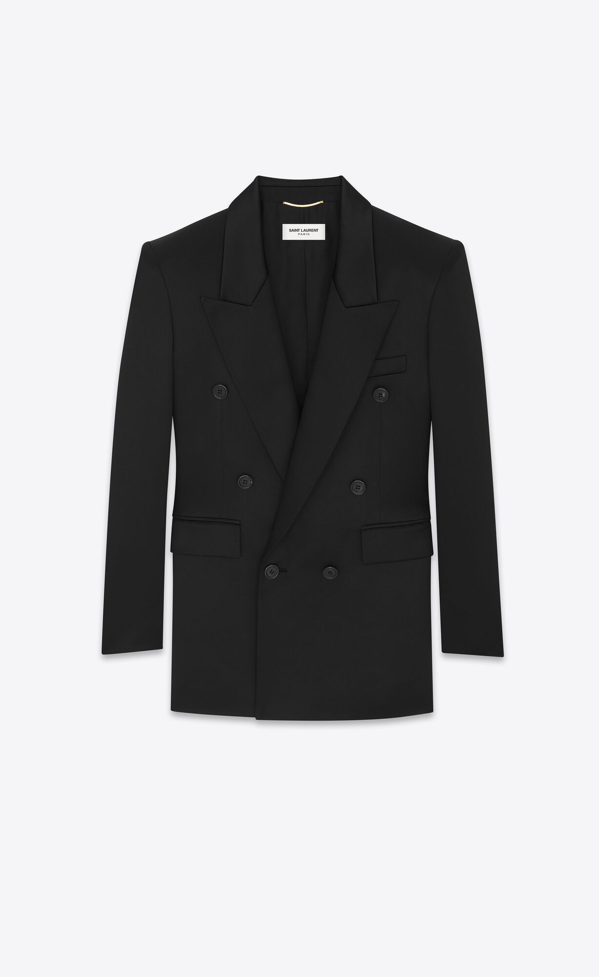 YSL Double-breasted Jacket In Silk Satin Black | TCVGF0328