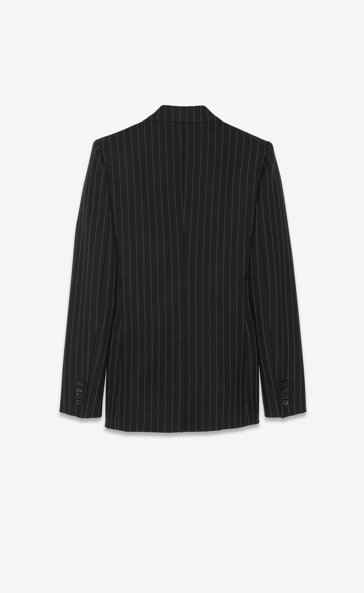 YSL Double-breasted Jacket In Striped Wool Noir Craie | RHFBS4875