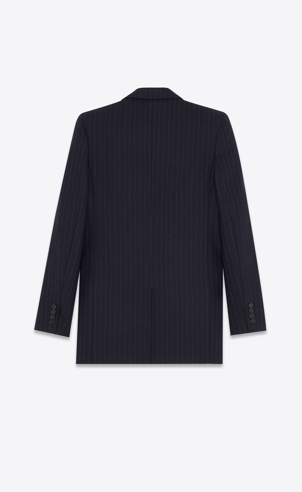 YSL Double-breasted Jacket In Striped Wool Marine Gris | UWDZH1502