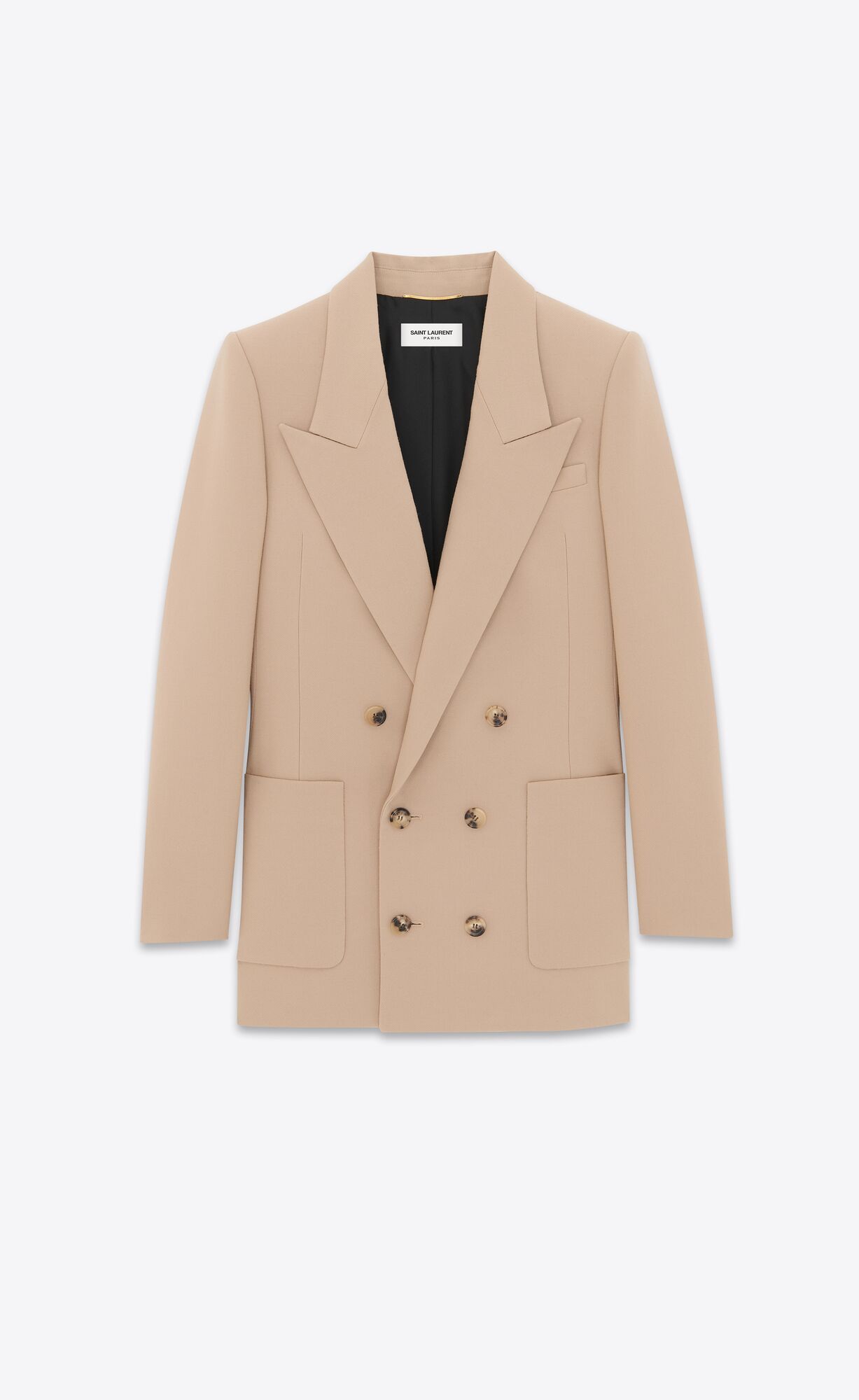 YSL Double-breasted Jacket In Wool Gabardine Beige Vintage | MVZXT9452