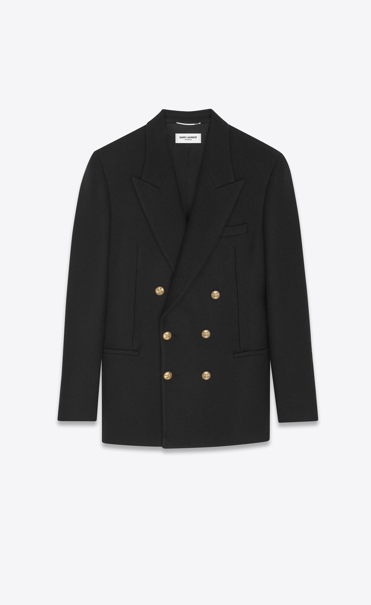 YSL Double-breasted Jacket In Wool Noir | SYCPV7462