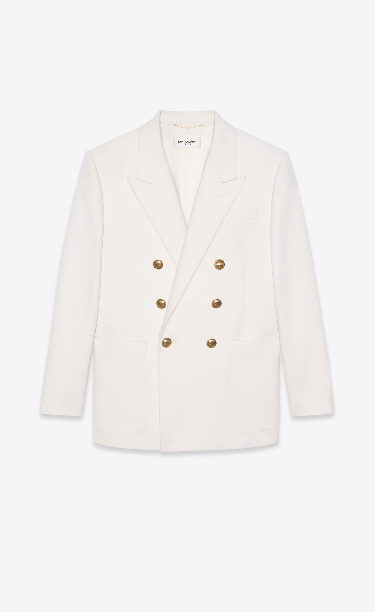 YSL Double-breasted Jacket In Wool Twill Chalk | AMWZB8973