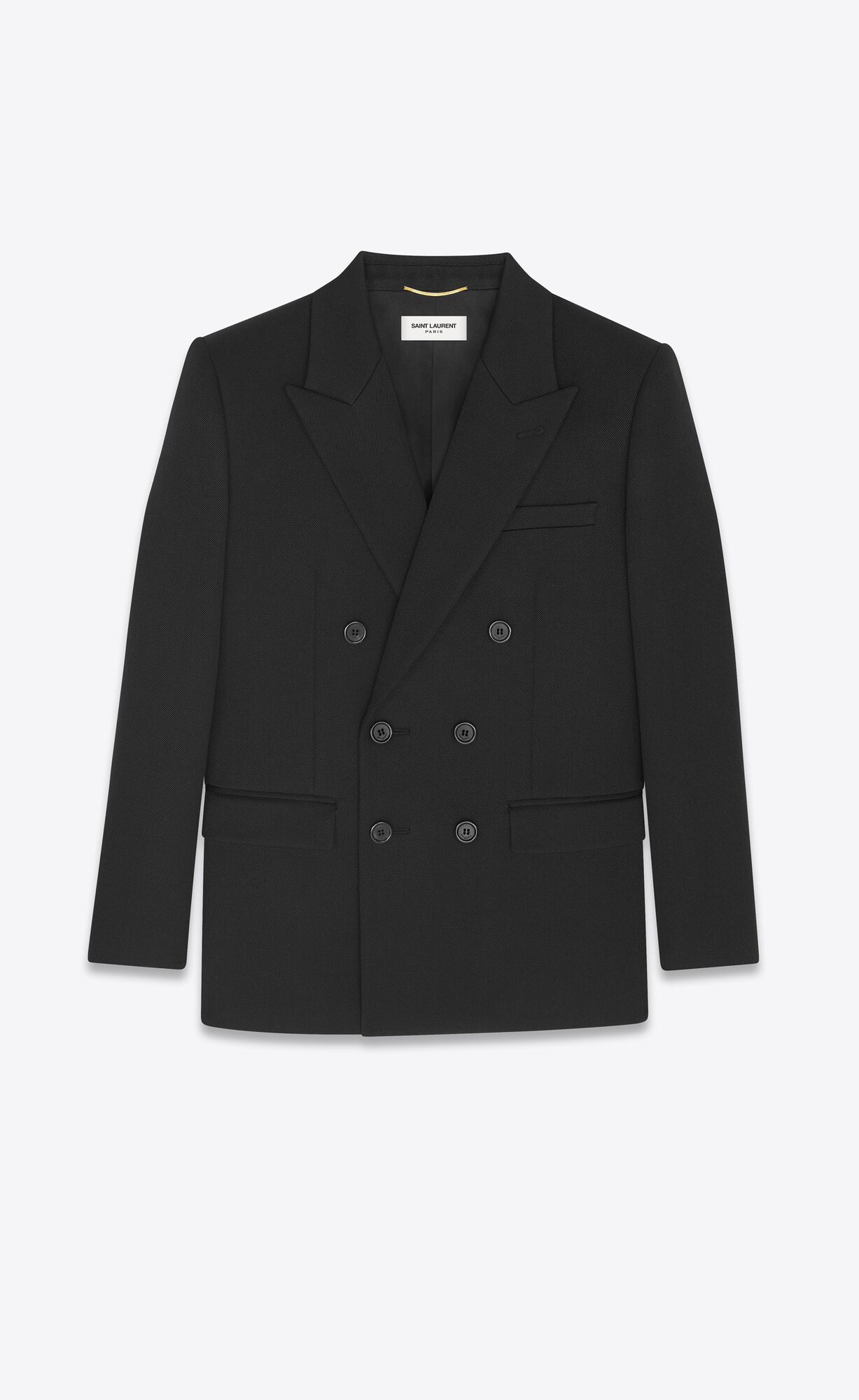 YSL Double-breasted Jacket In Wool Twill Noir | LBJHT9821