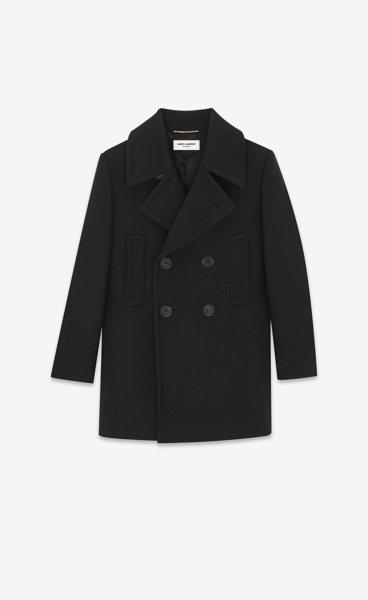 YSL Double-breasted Peacoat In Wool Black | RNHBS1793