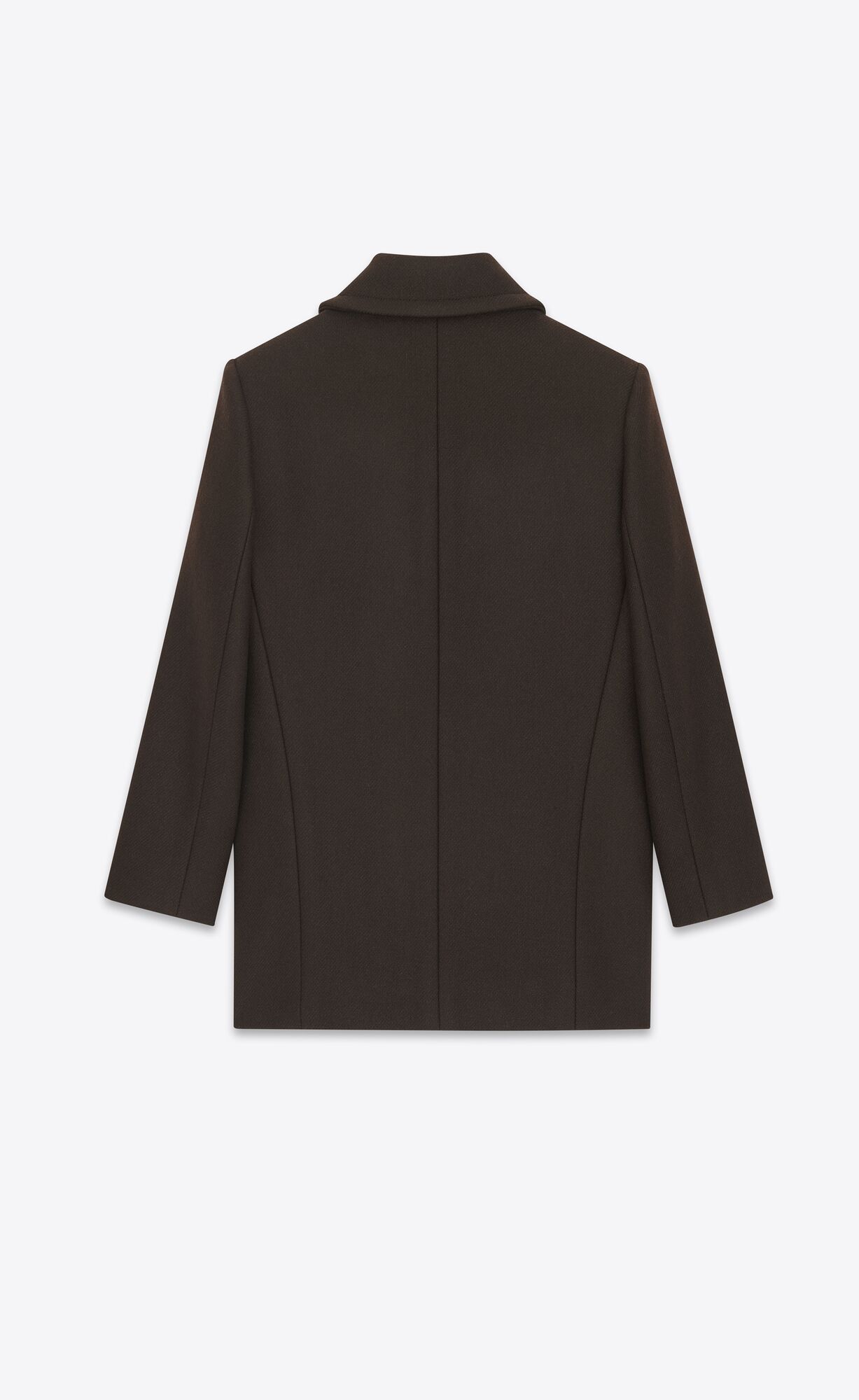 YSL Double-breasted Peacoat In Wool Gabardine Marron Fonce | DNUJE9078