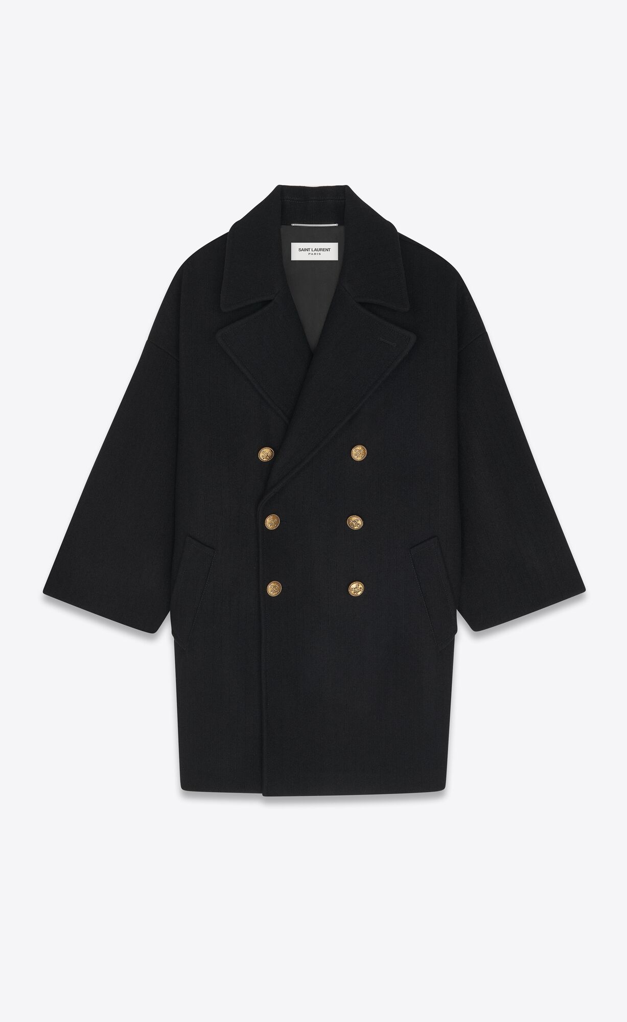 YSL Double-breasted Peacoat In Wool Noir | WGZQB2745