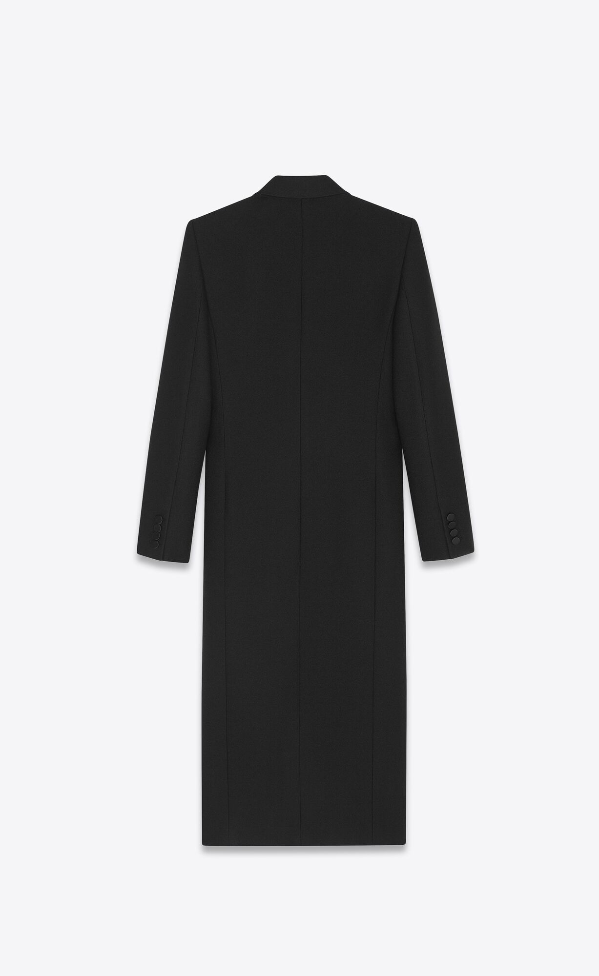 YSL Double-breasted Tuxedo Coat In Crepe Wool Noir | AIXQD7163