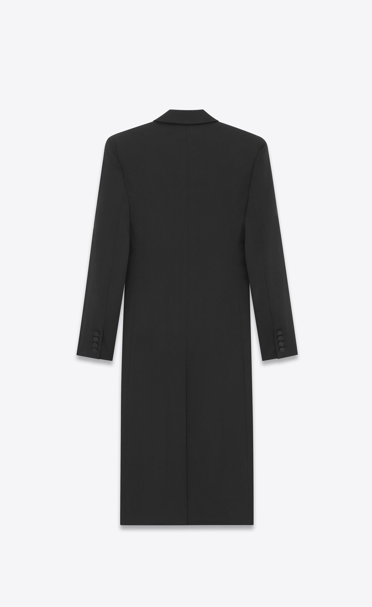 YSL Double-breasted Tuxedo Coat In Satin Wool Black | DGQUV4315