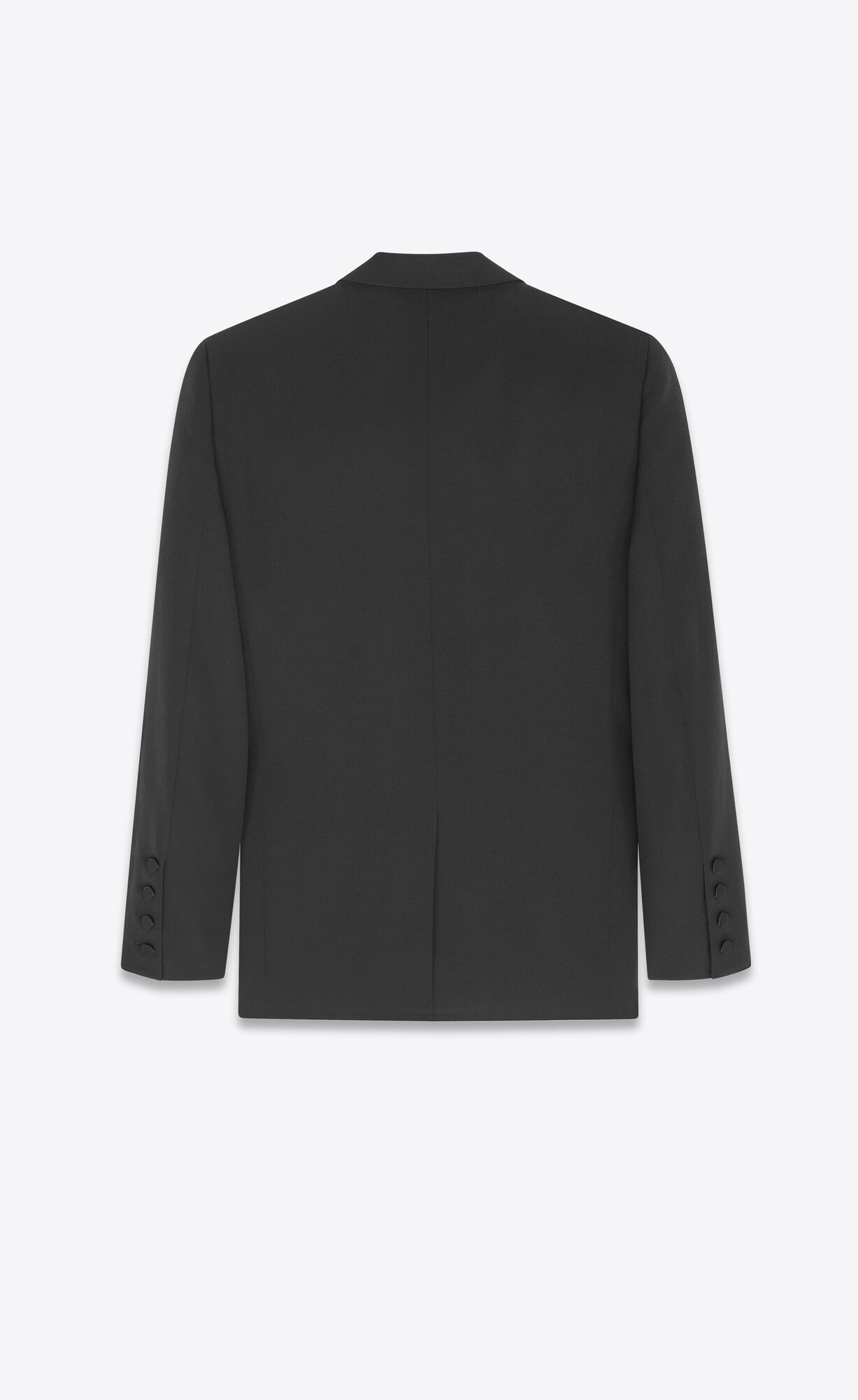 YSL Double-breasted Tuxedo Jacket In Grain De Poudre Noir | BENVR7954